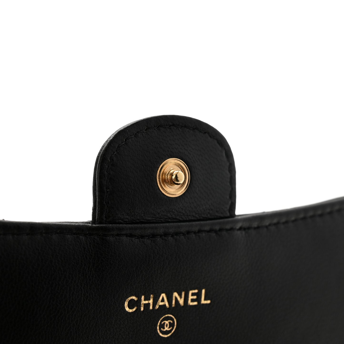 Lambskin Quilted Large Gusset Flap Wallet Black