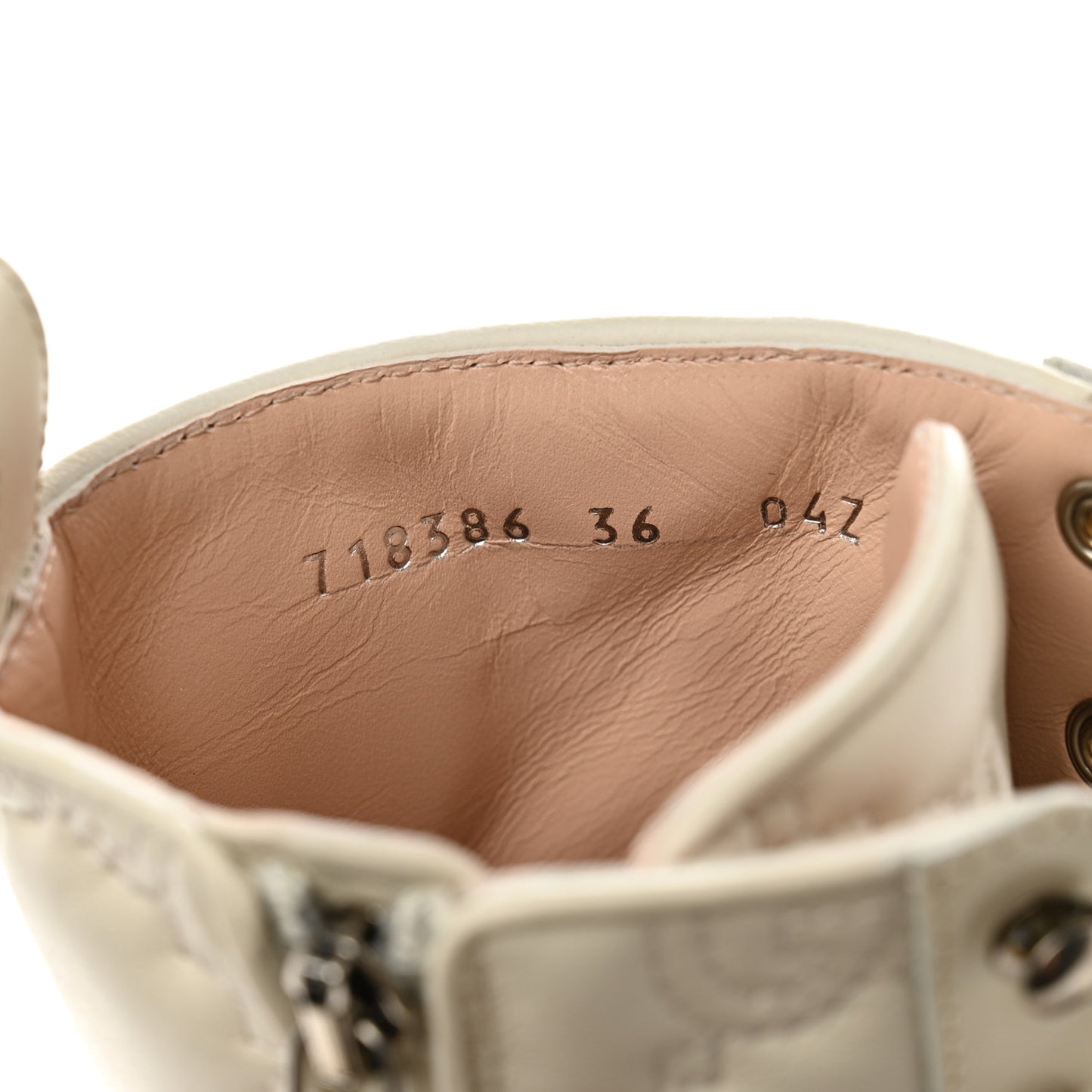 Cordovan Lux Nappa GG Matelasse Lace Up 60mm Combat Boots 36 Milk White