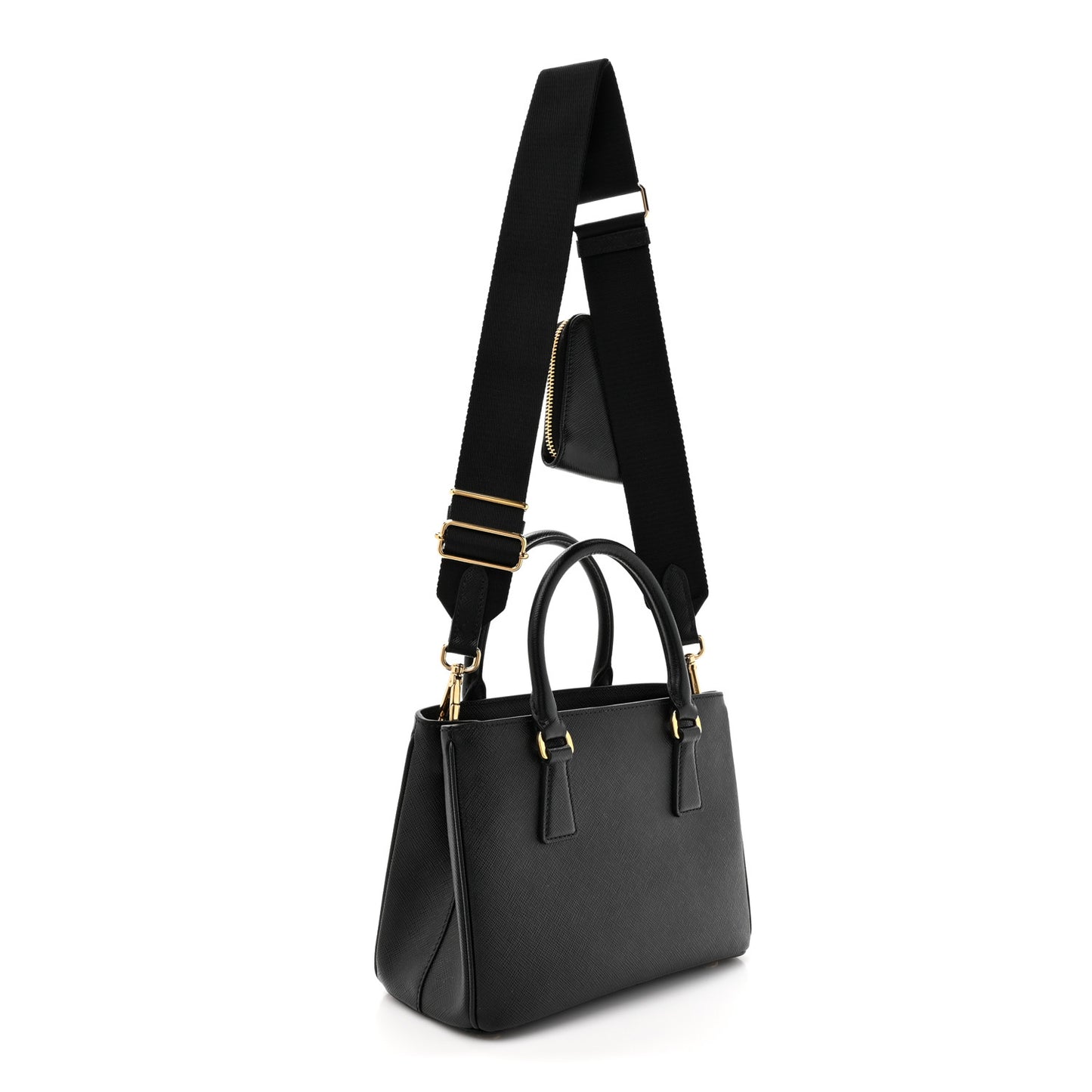 Saffiano Lux Micro Galleria Shoulder Bag Black