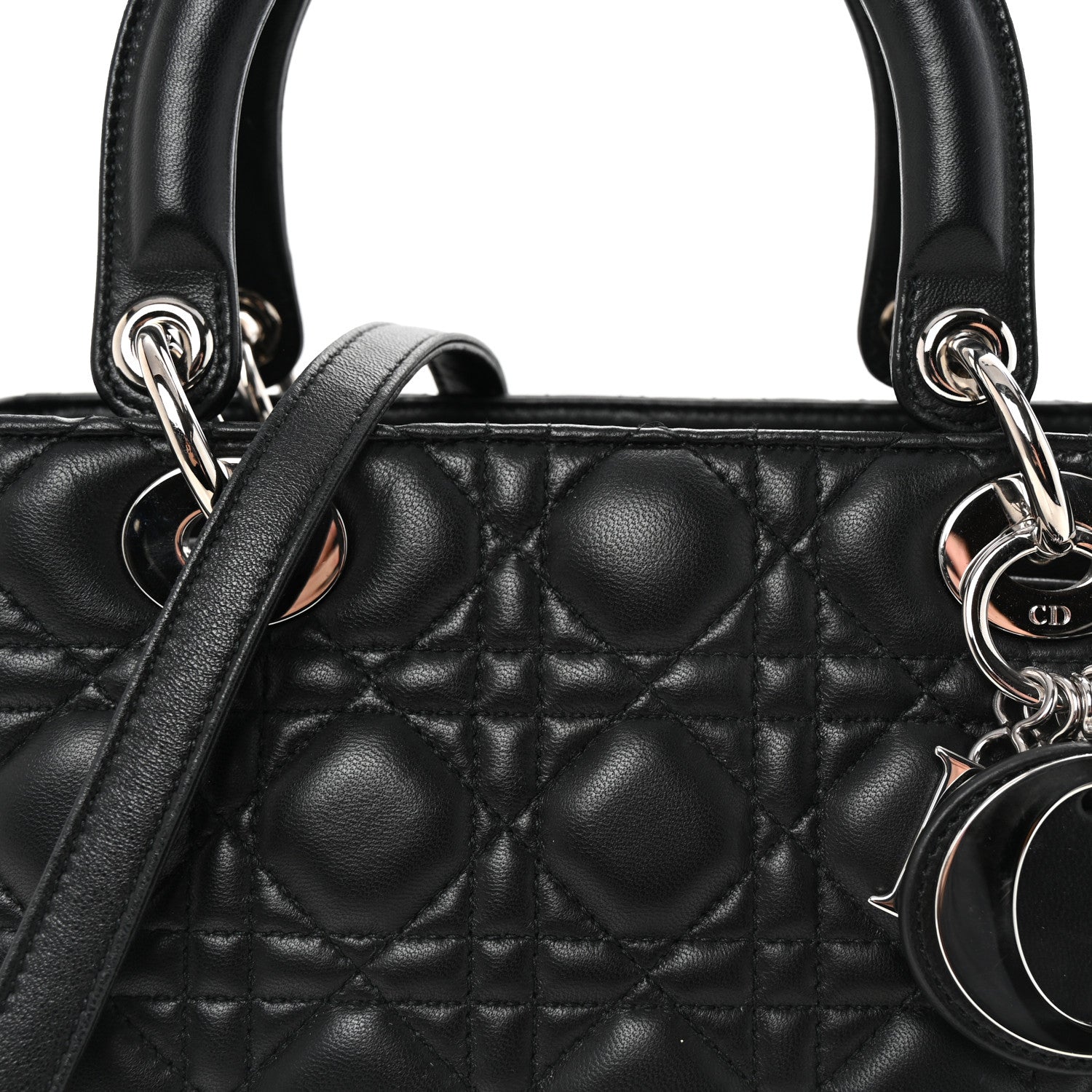 Christian Dior Lambskin Cannage Medium Lady Dior Black 7 of 9