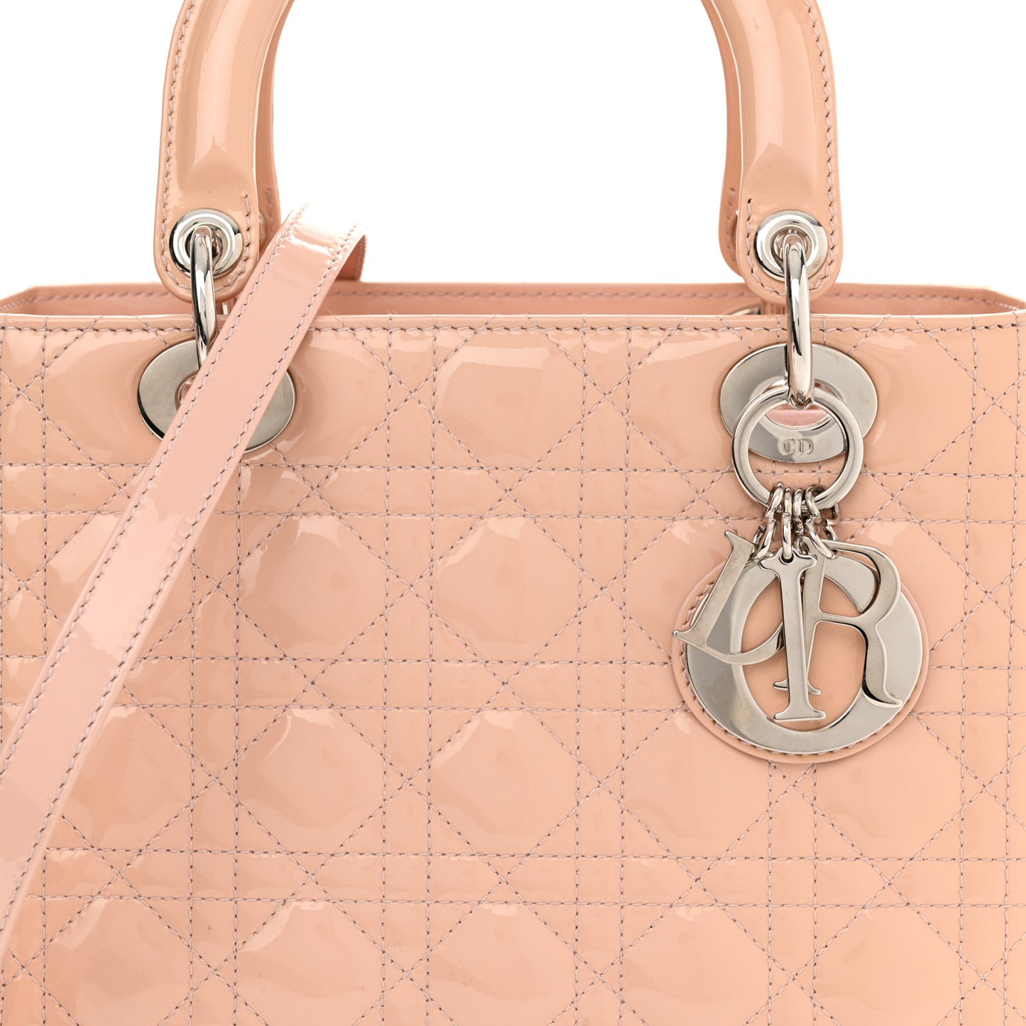 Patent Cannage Medium Lady Dior Light Pink
