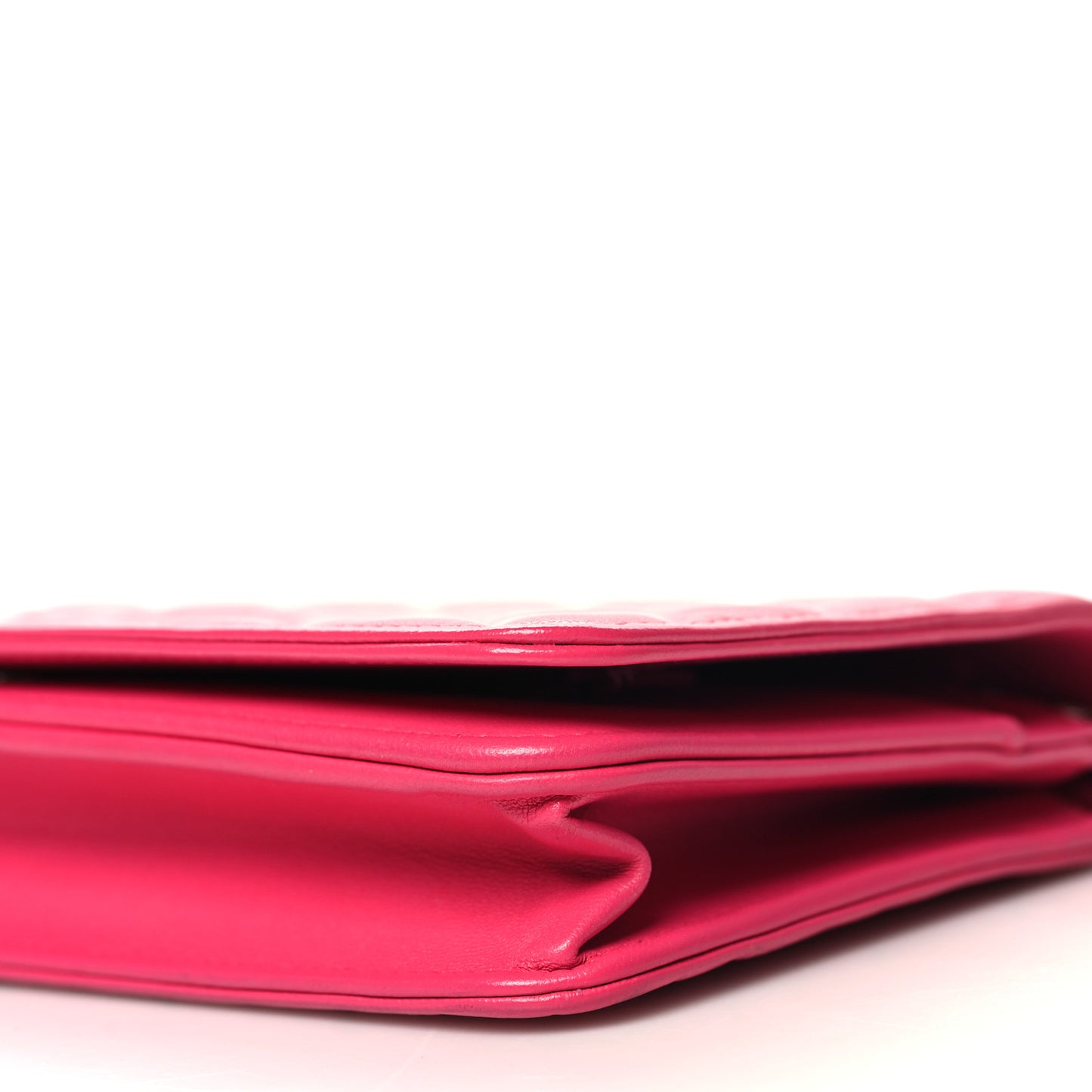 Lambskin Quilted Diamond CC Wallet On Chain WOC Pink