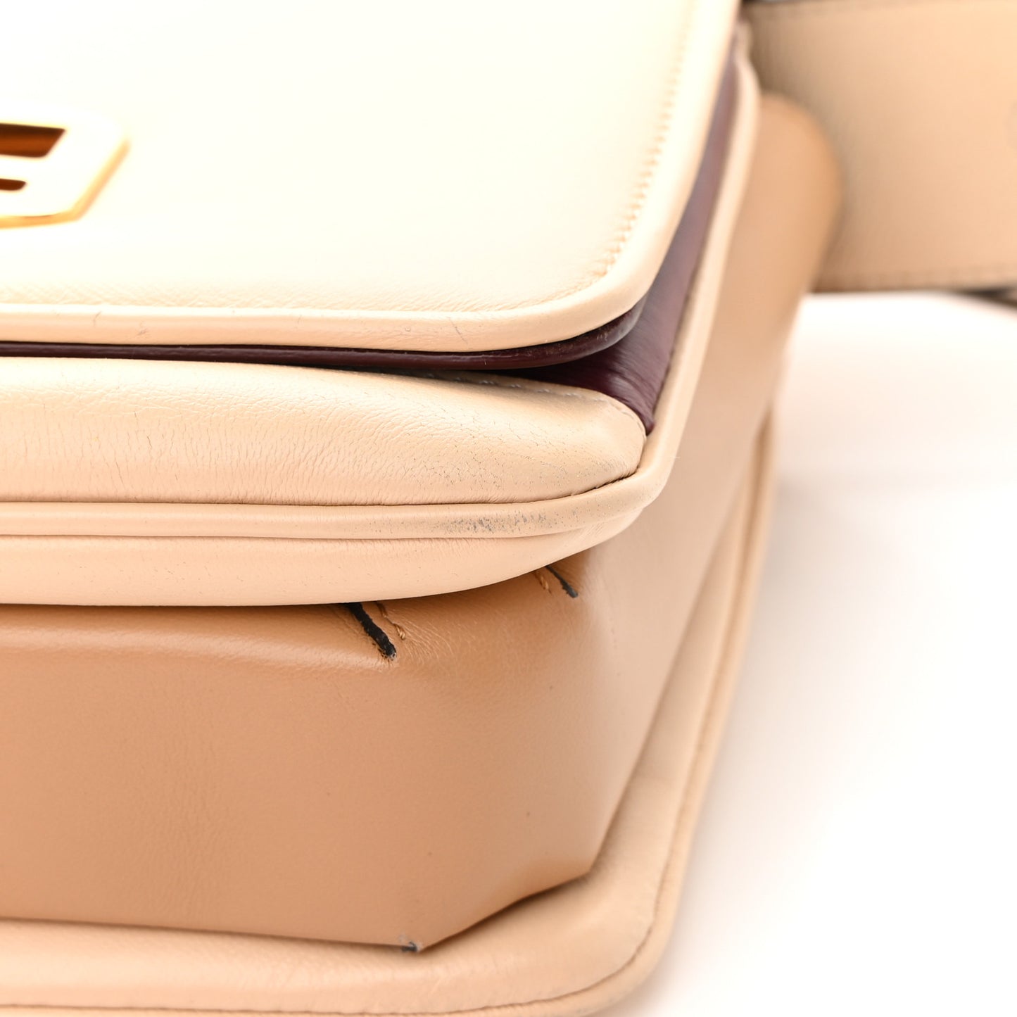 Shiny Nappa Small ID Shoulder Bag Papiro Rosso Scuro Miele Scuro