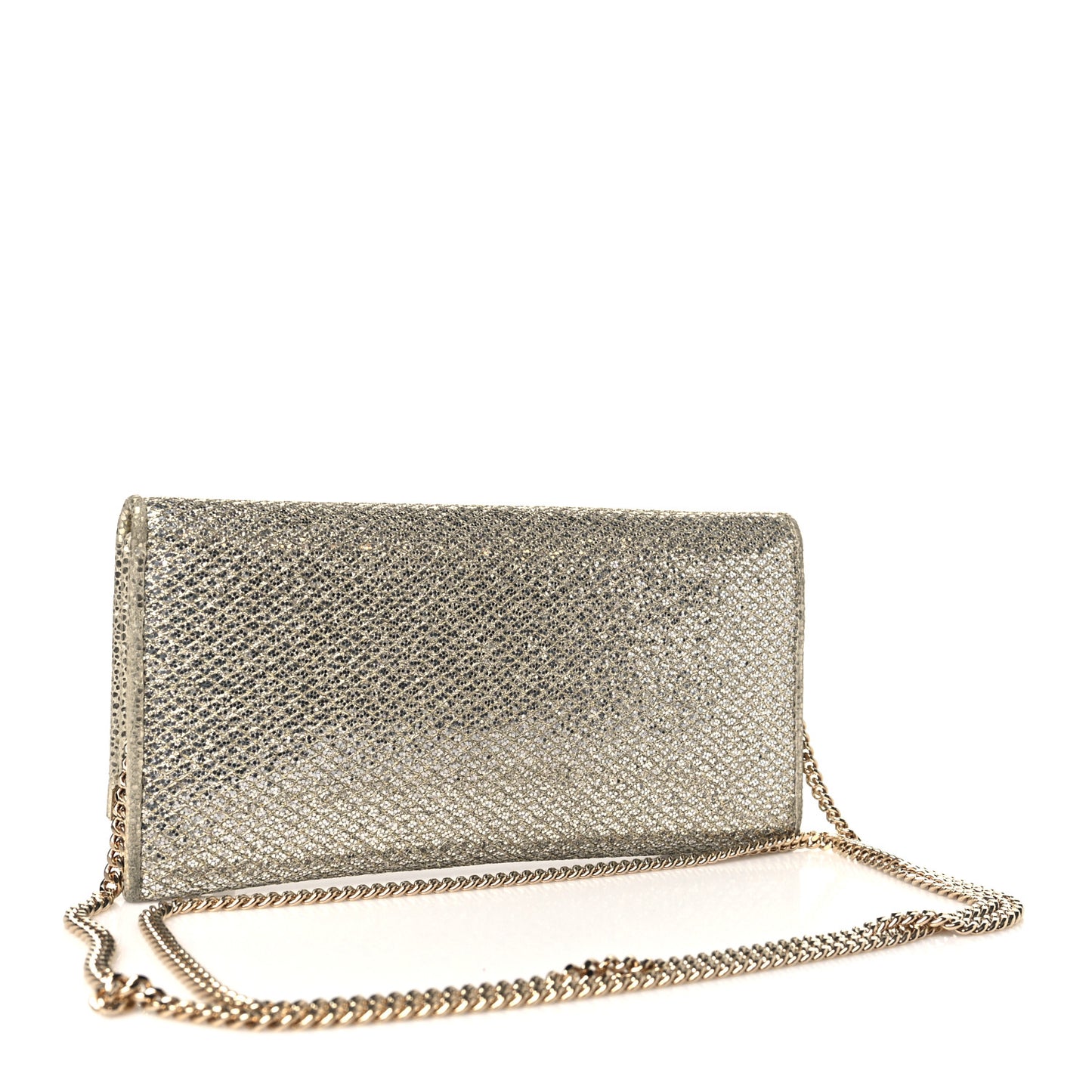 Glitter Fabric Milla Chain Wallet Champagne