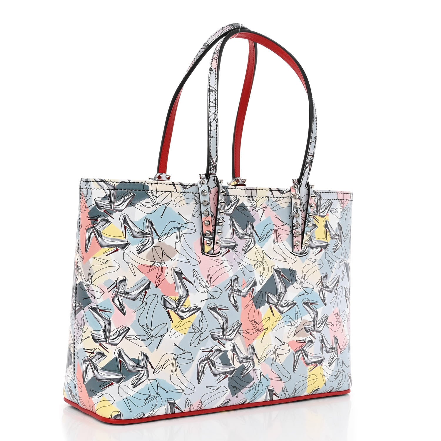 Christian Louboutin Calfskin Small Paris Shoes Cabata Tote Blue Multicolor 4 of 11