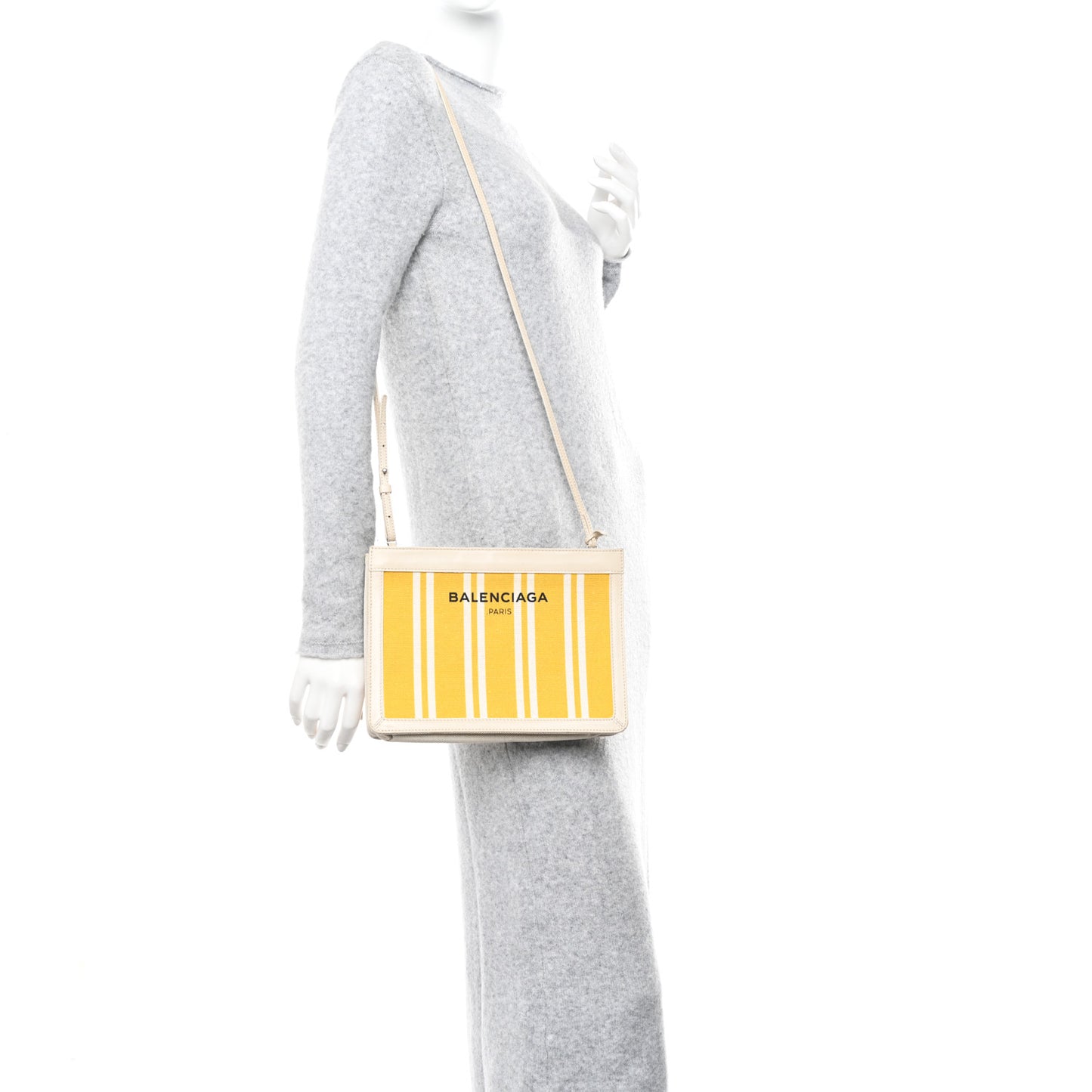 Cotton Canvas Striped Pochette Crossbody Bag Yellow