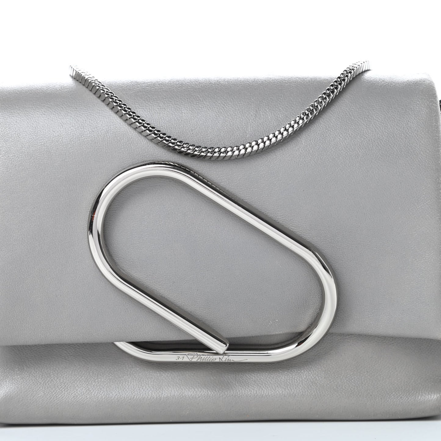 Calfskin Alix Soft Flap Clutch Grey