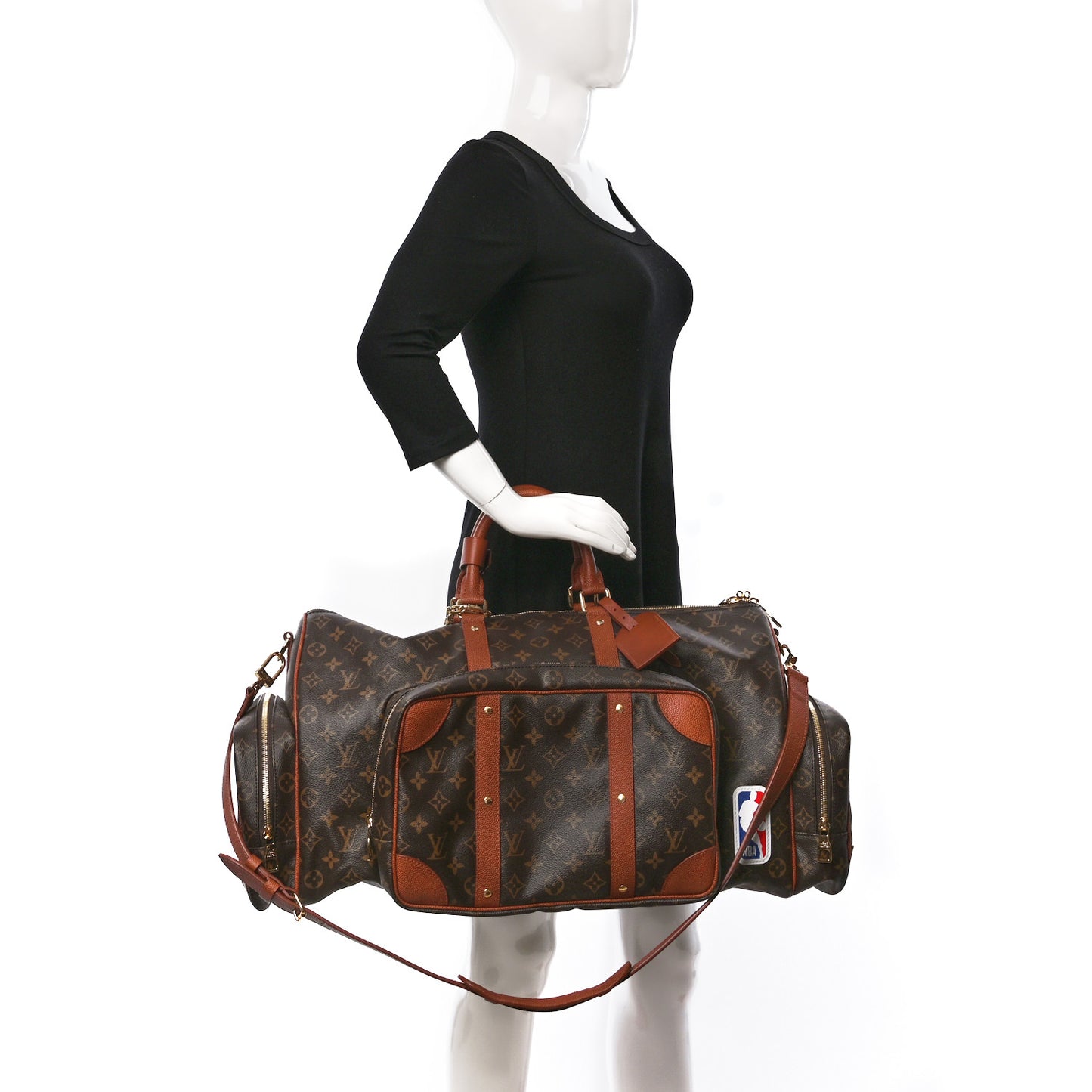 X NBA Monogram Grain Cowhide Ball Keepall Trio Pocket Bag
