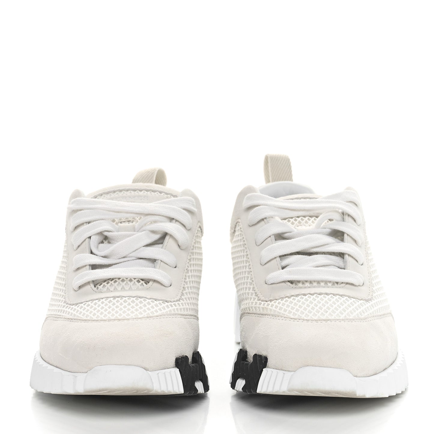 Graphic Mesh Suede Goatskin Bouncing Sneakers 37 White