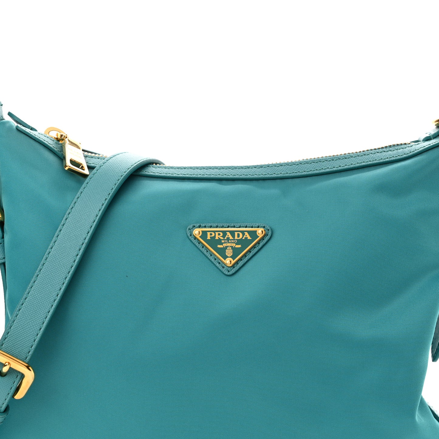 Tessuto Nylon Saffiano Small Crossbody Bag Turchese