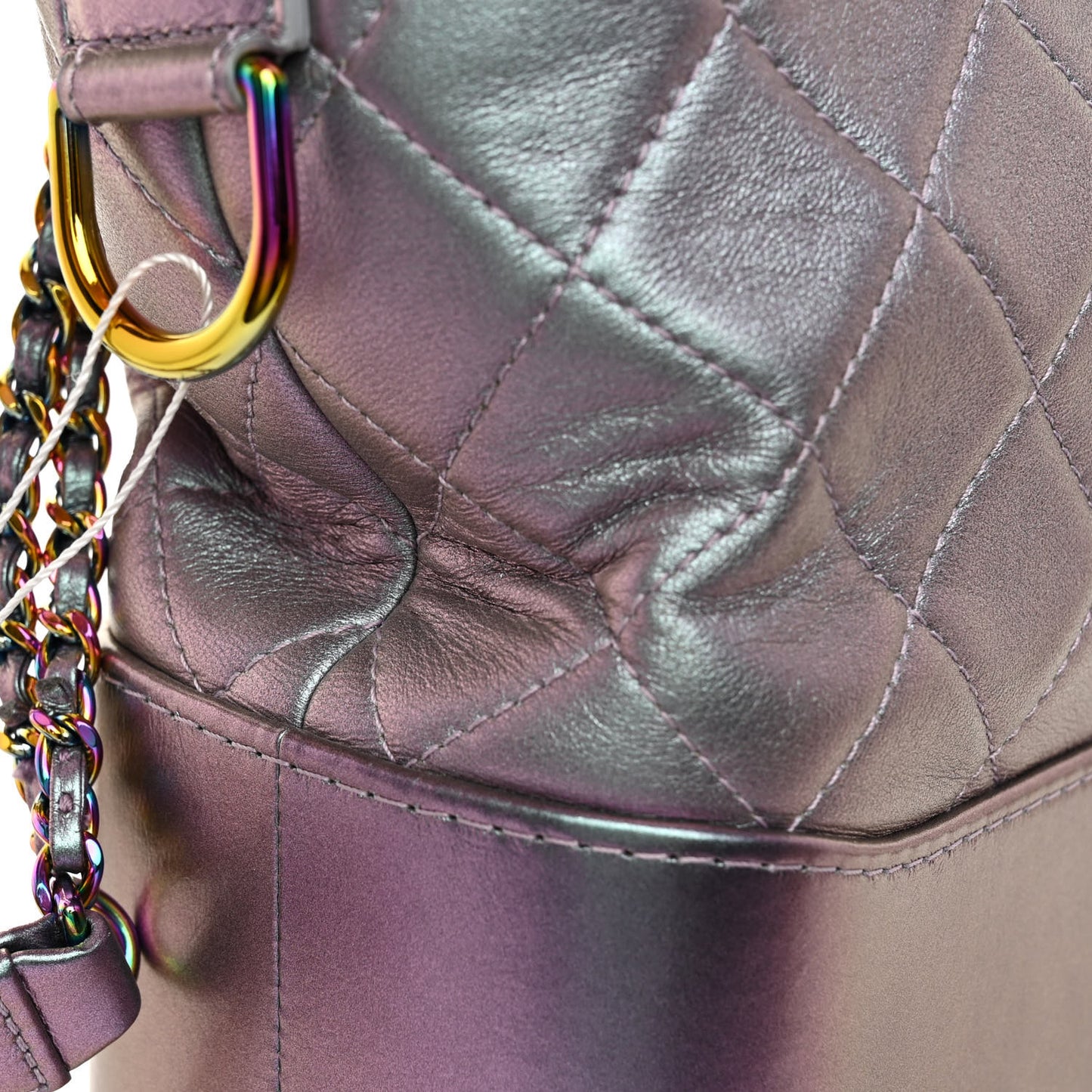 Iridescent Lambskin Calfskin Quilted Medium Gabrielle Hobo Light Purple