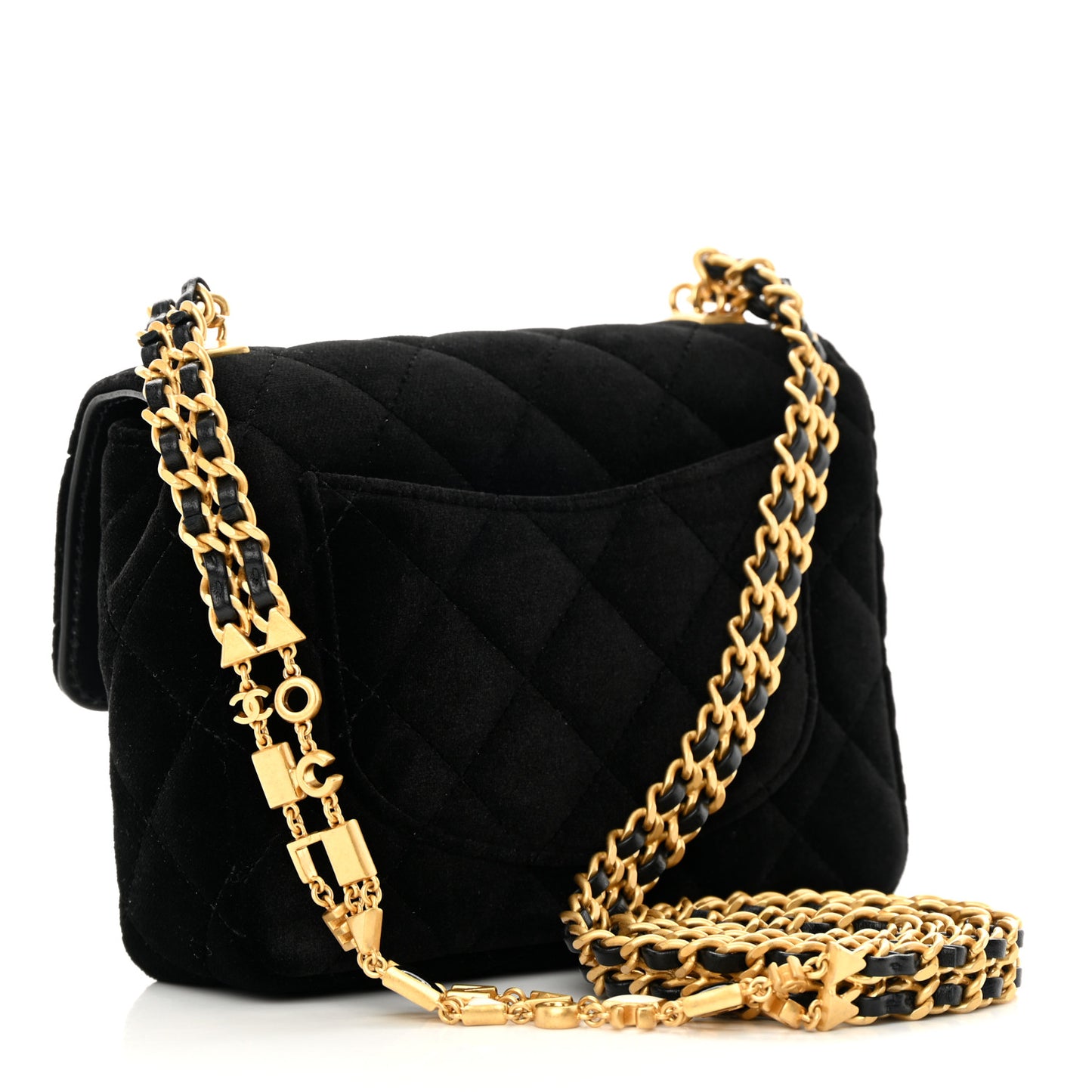 Velvet Enamel Mini Flap Black