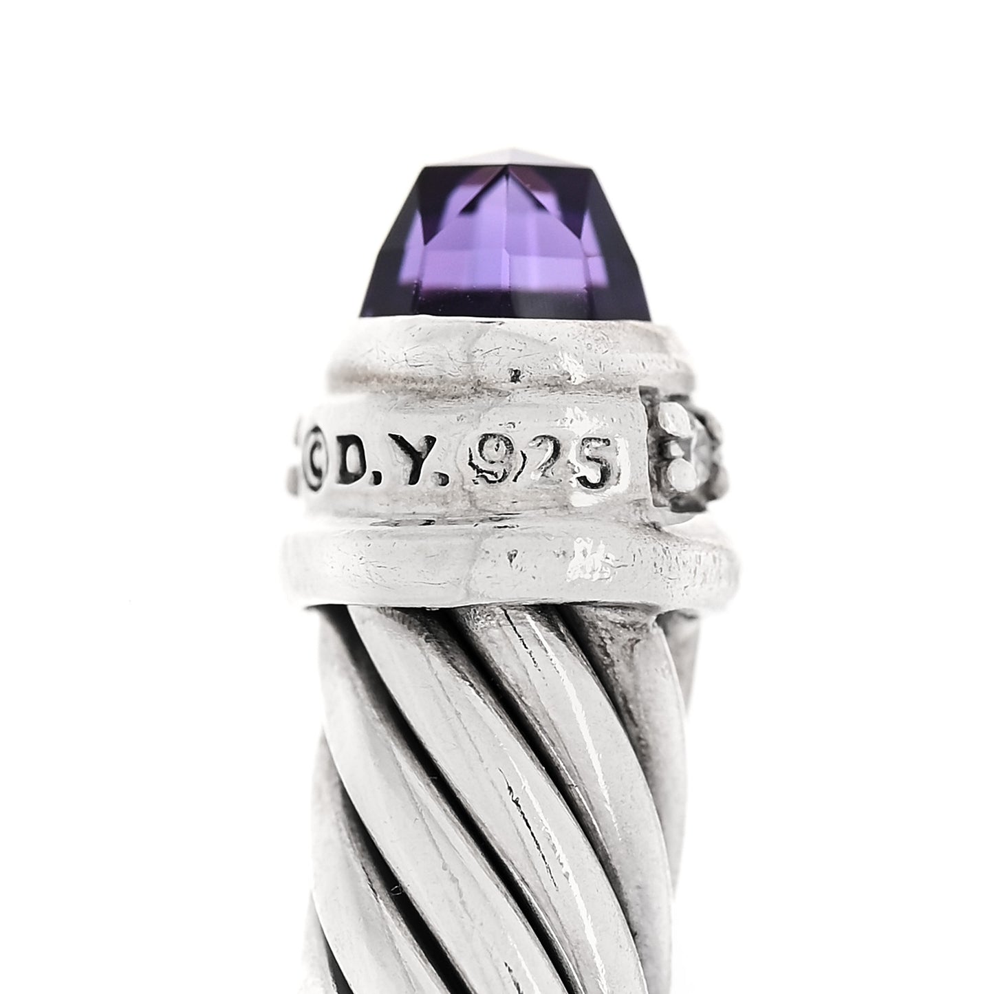 Sterling Silver Amethyst Diamond 5mm Cable Classics Bracelet