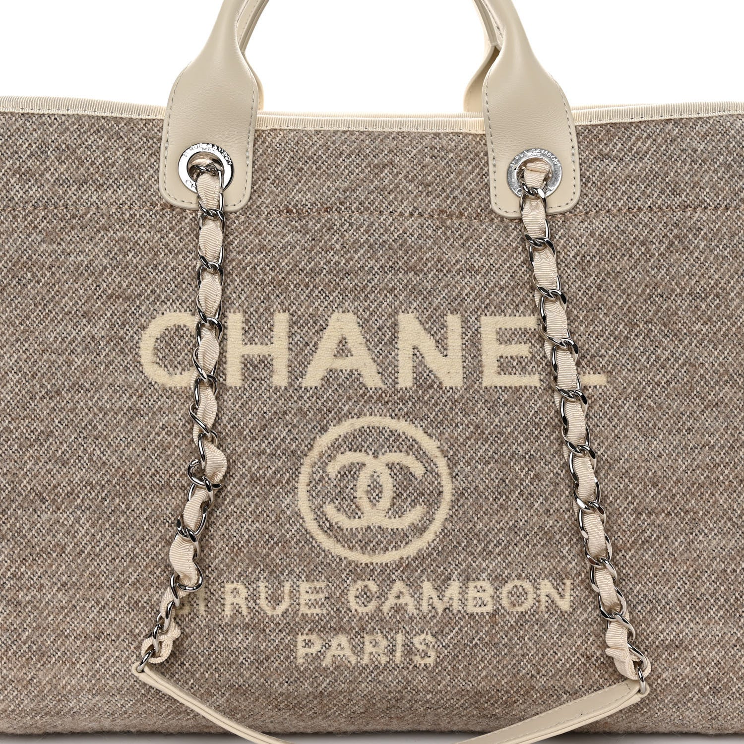 Chanel Mixed Fibers Calfskin Medium Deauville Tote Light Grey 8 of 10