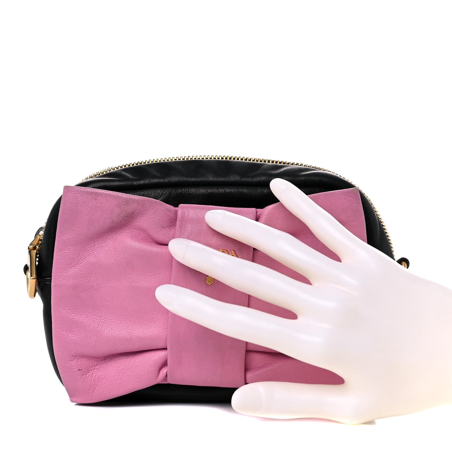 Nappa Zippers Bow Clutch Black Geranio