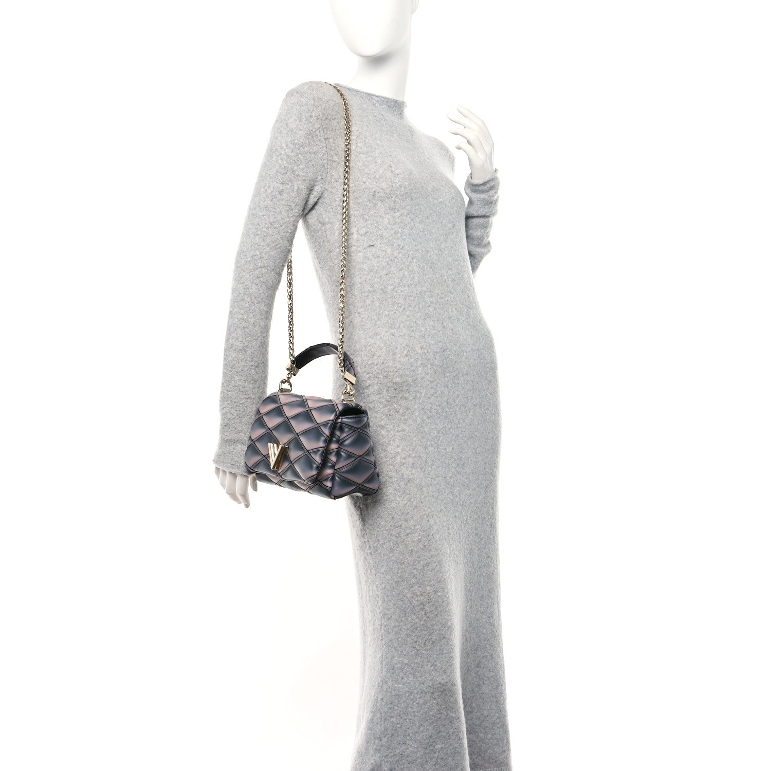 Louis Vuitton Lambskin Malletage Top Handle GO-14 MM Black Pink 2 of 10