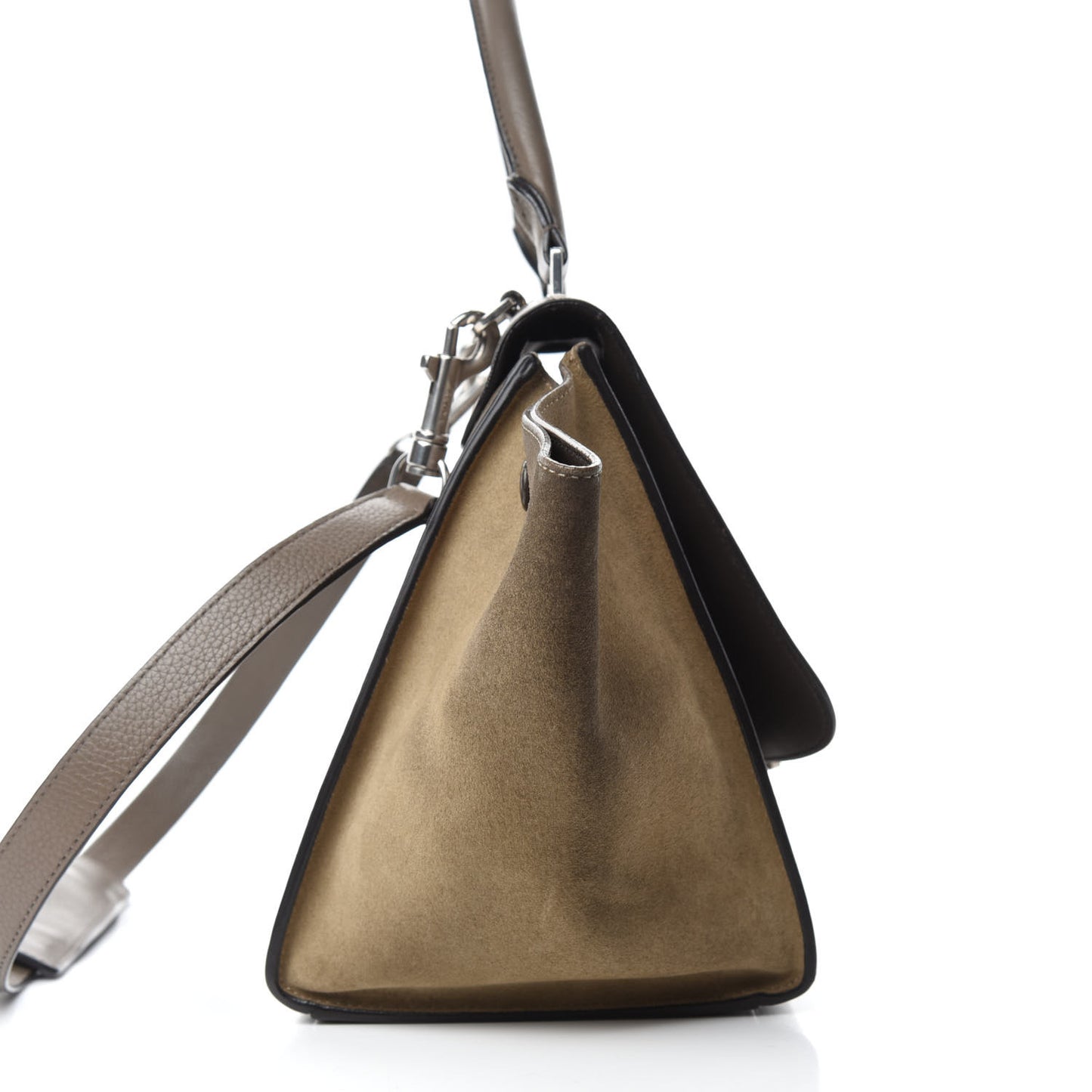 Drummed Calfskin Suede Small Trapeze Taupe