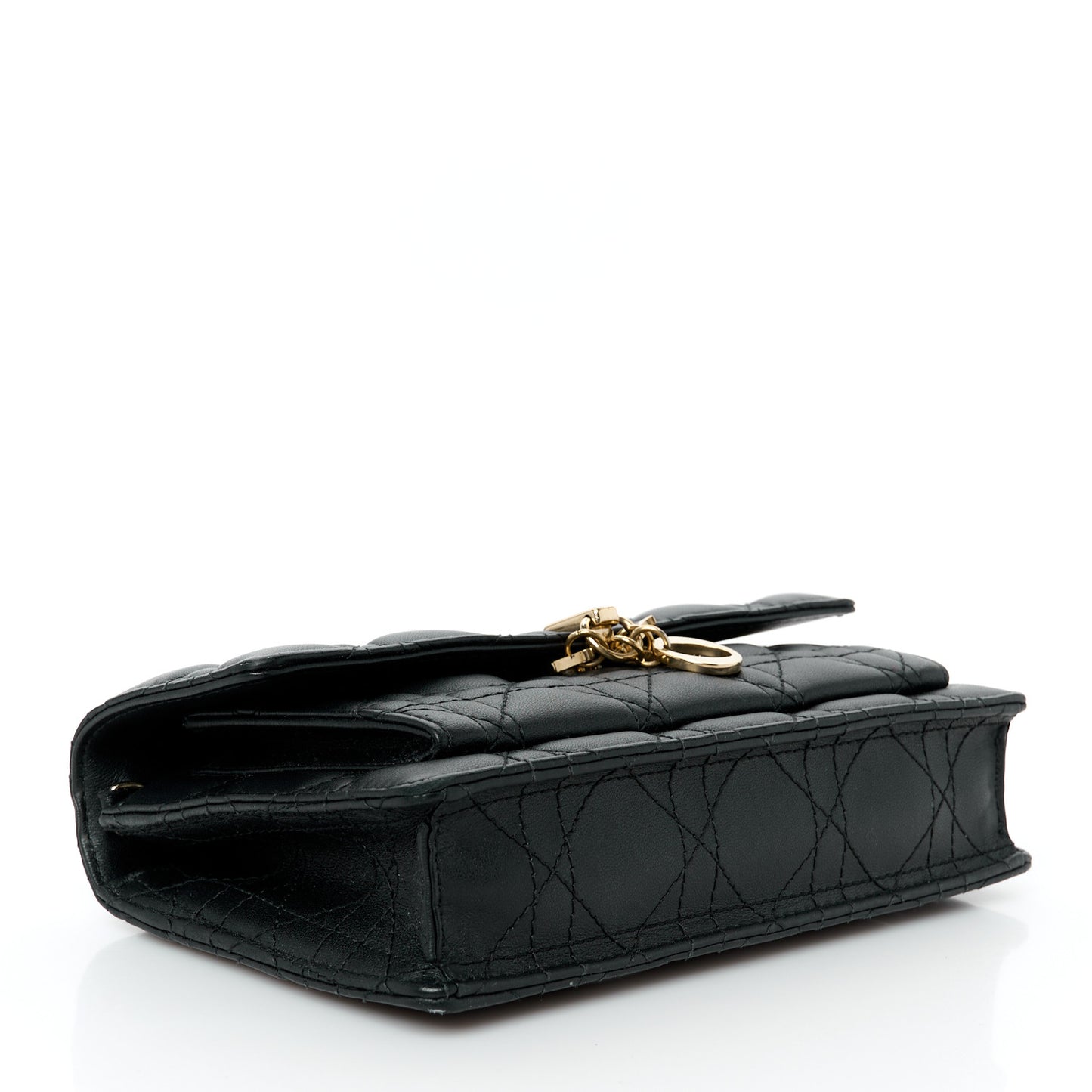 Lambskin Cannage Lady Dior Chain Pouch Black