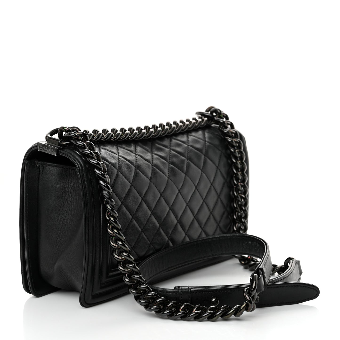 Calfskin Quilted Medium Boy Flap So Black