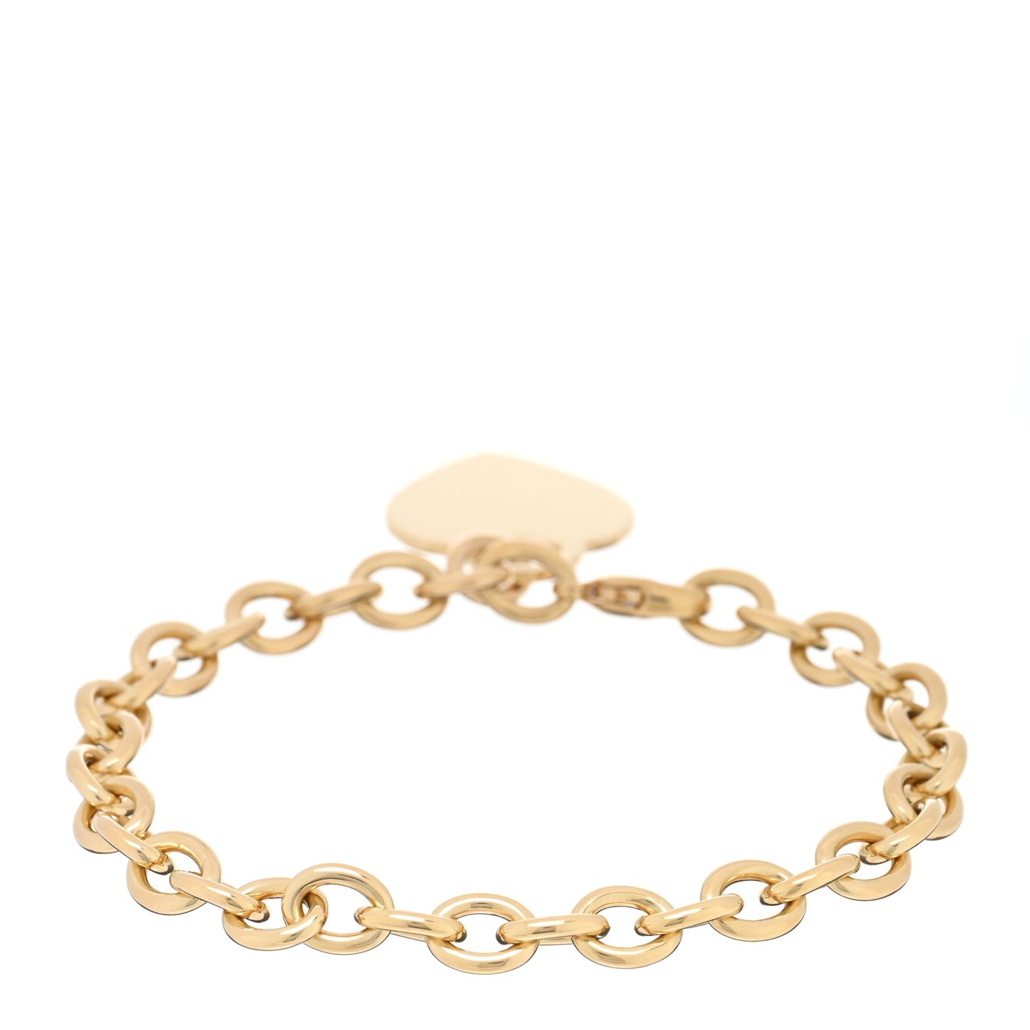 18K Yellow Gold Heart Tag Charm Bracelet