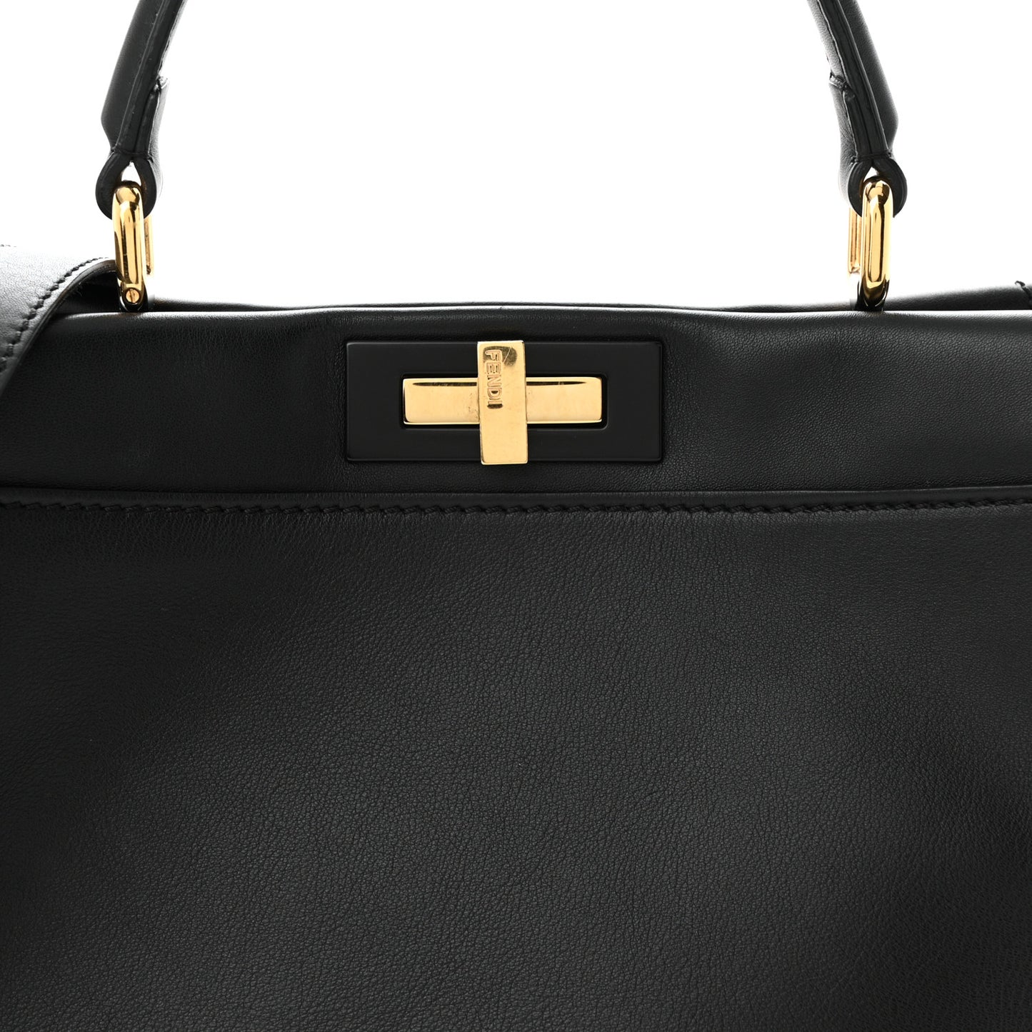 Vitello Seta Shiny Nappa Medium Peekaboo Iconic Satchel Black