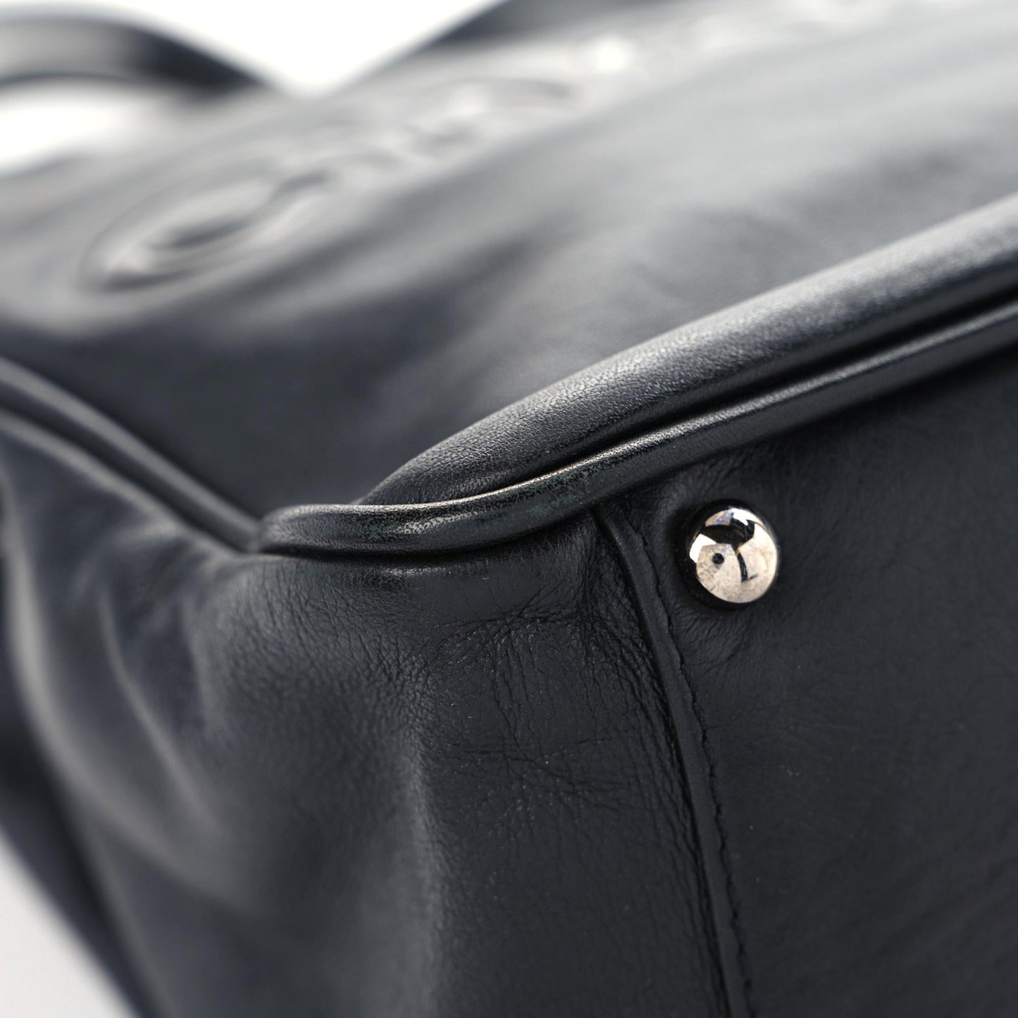 Lambskin Patent Calfskin Camellia Tote Black