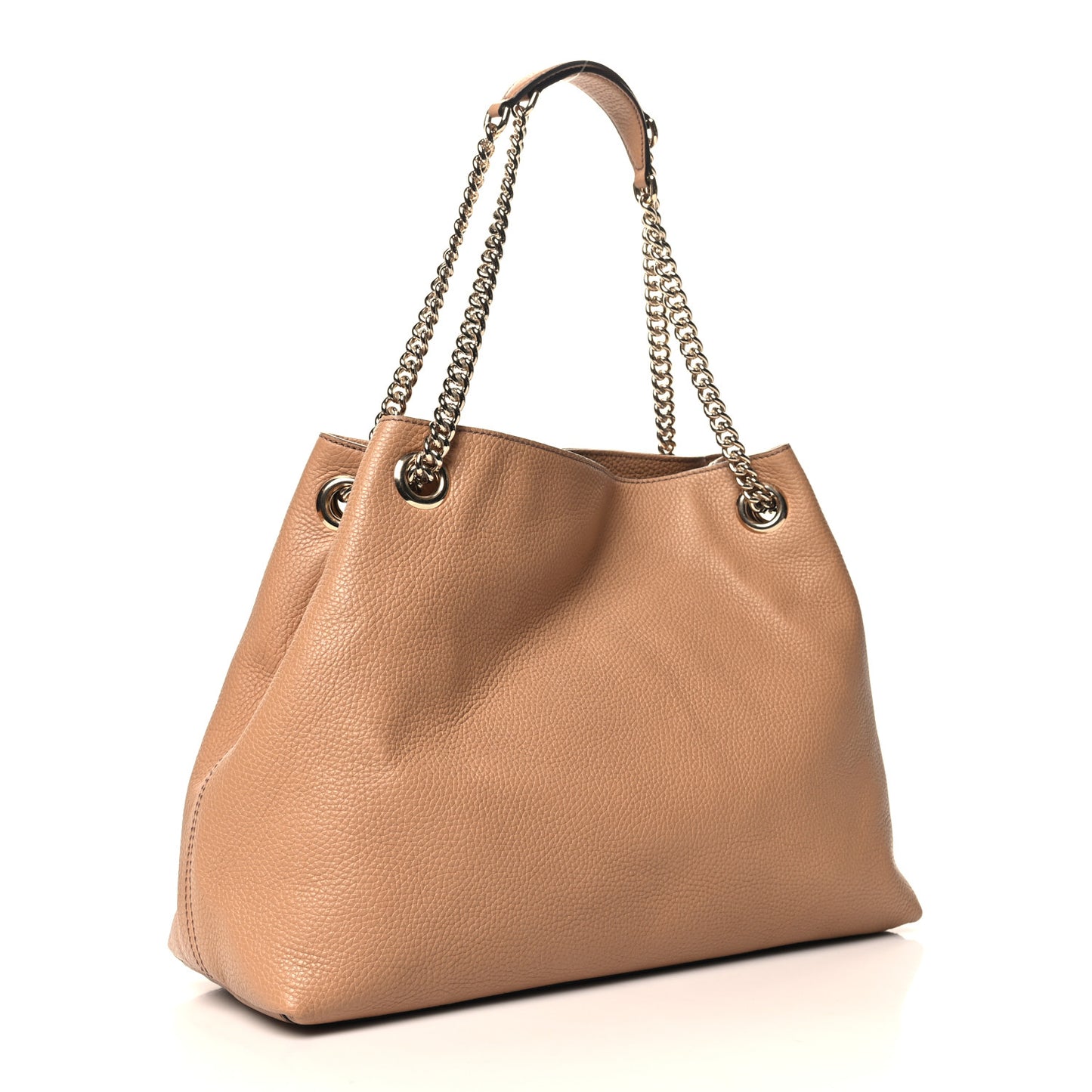 Pebbled Calfskin Medium Soho Chain Shoulder Bag Camelia