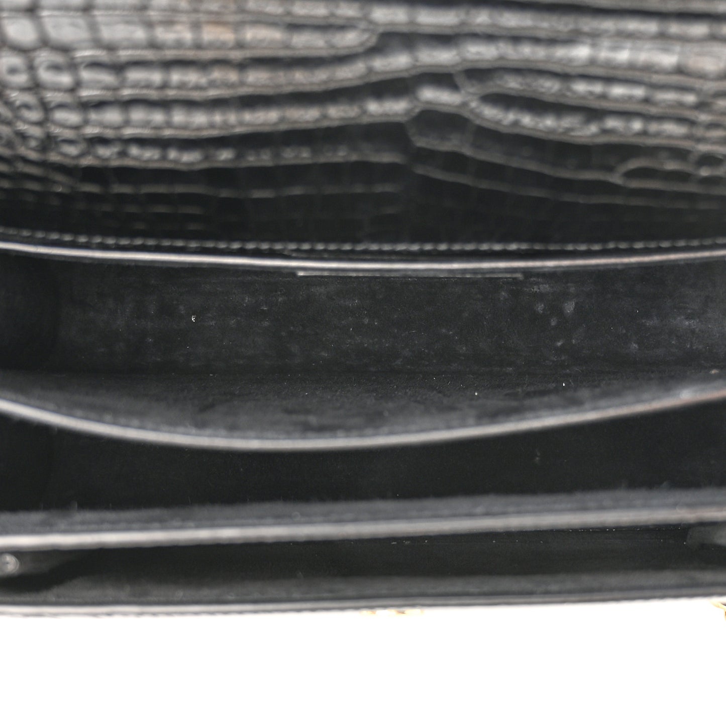 Calfskin Crocodile Embossed Medium Monogram Sunset Black