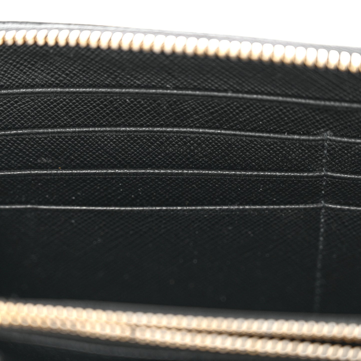 Saffiano Metal Zip Around Wallet Black