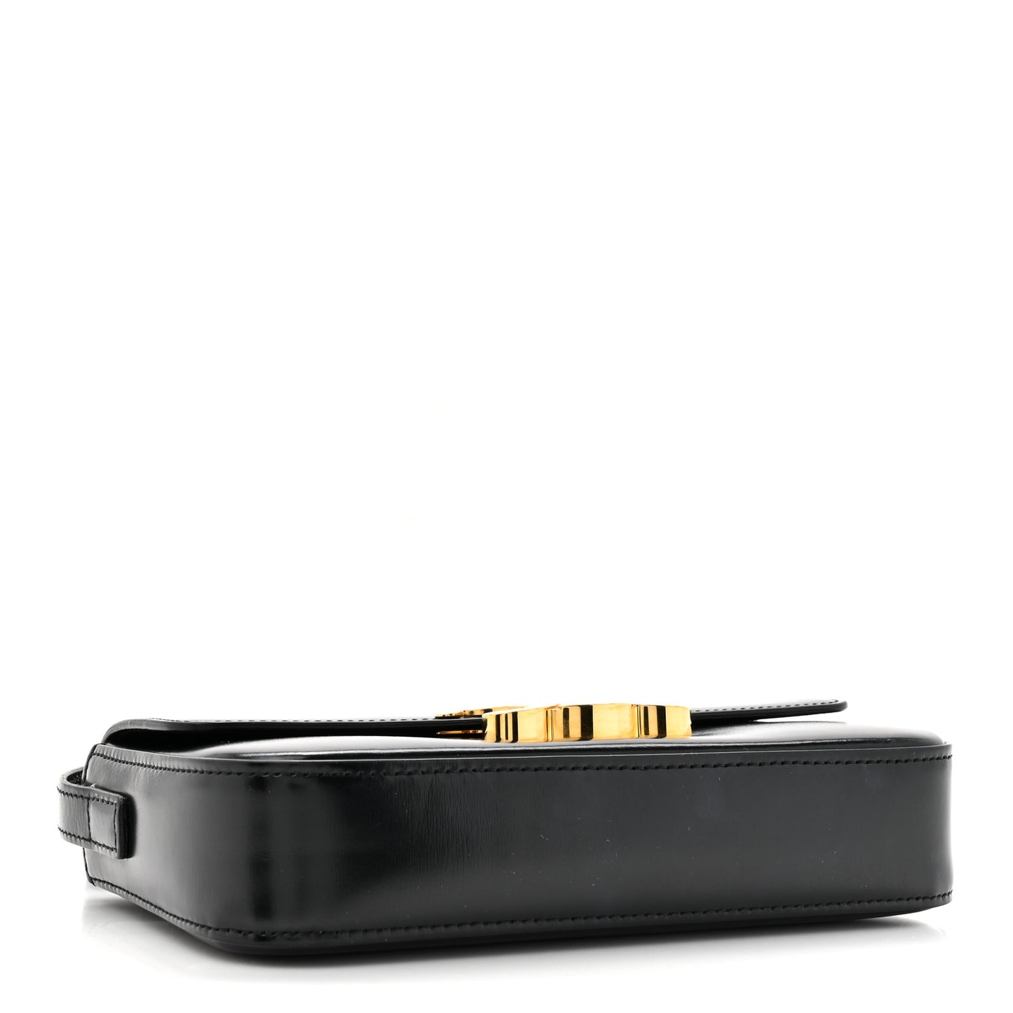 Shiny Calfskin Triomphe Shoulder Bag Black