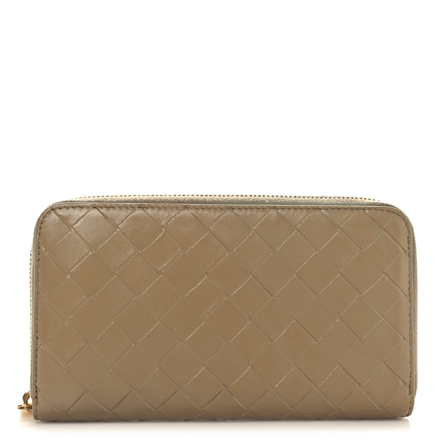 Nappa Intrecciato Zip Around Wallet Taupe
