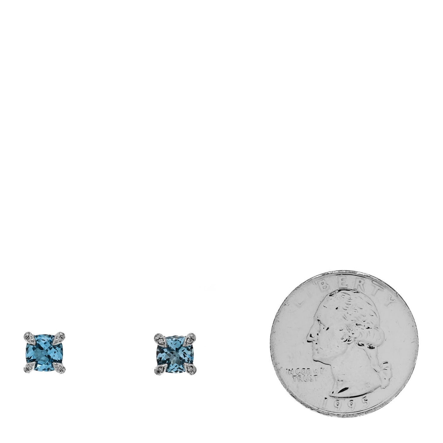 Sterling Silver Diamond Blue Topaz 6mm Chatelaine Earrings
