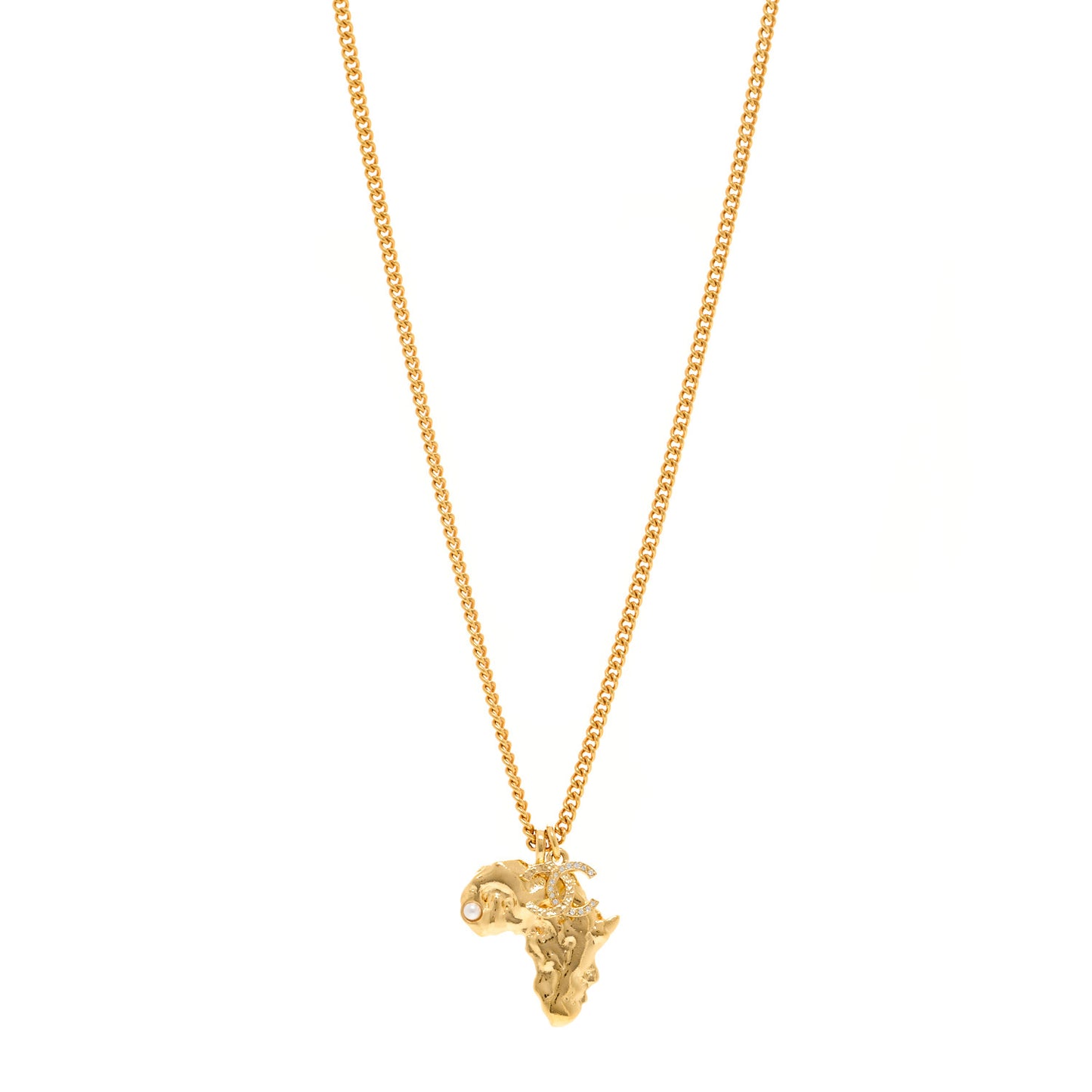 Metal Pearl Crystal CC Dakar Pendant Necklace Gold White