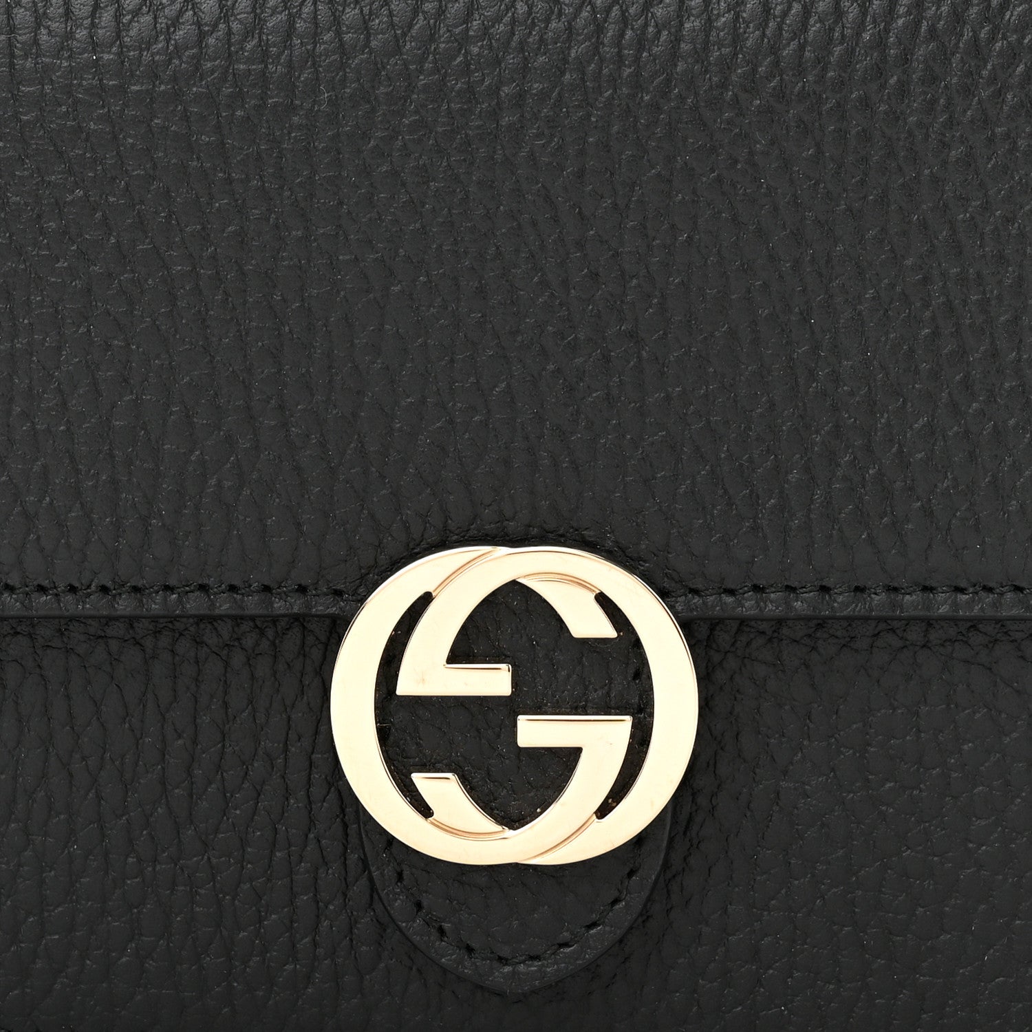 Gucci Dollar Calfskin Interlocking G Chain Wallet Black 7 of 9