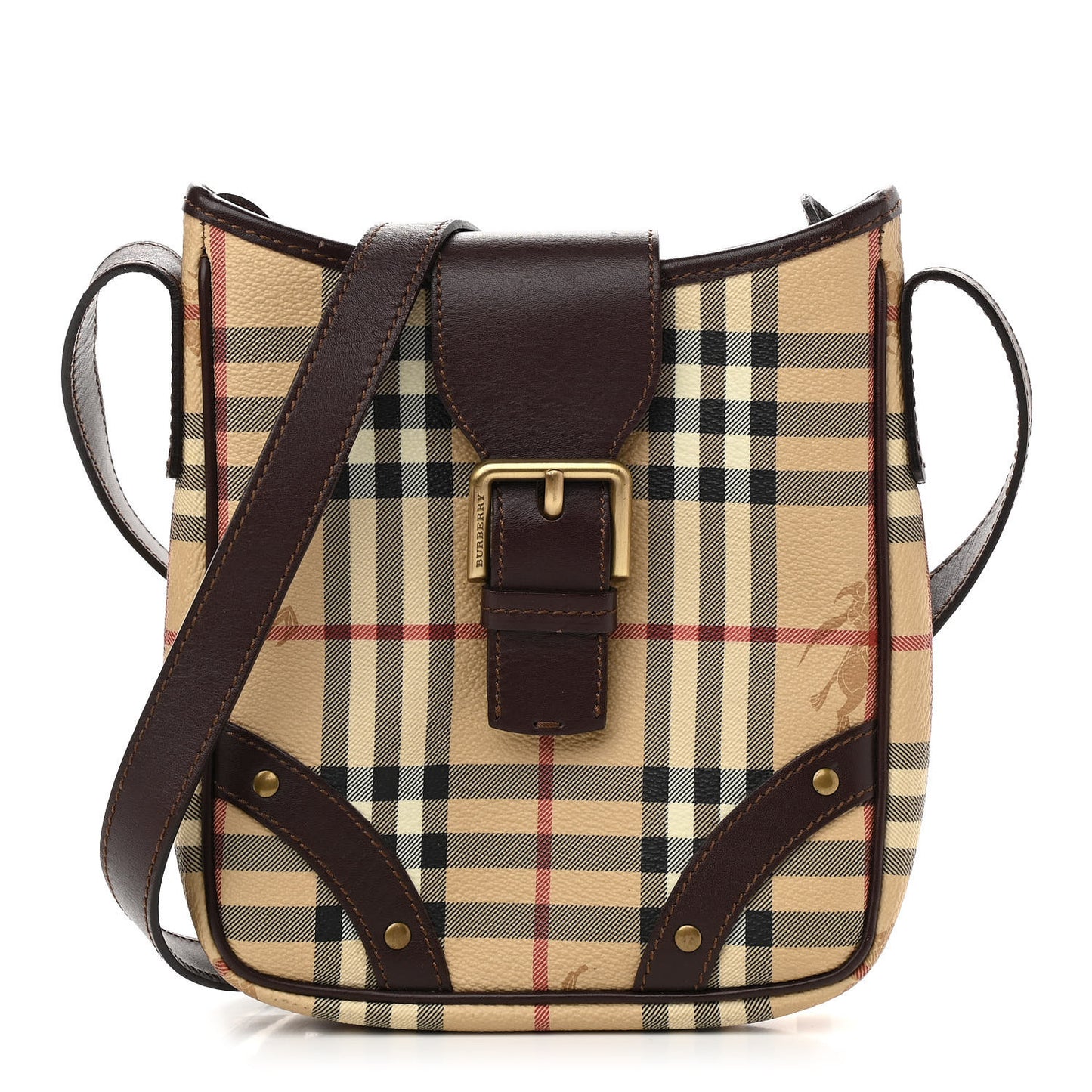 Haymarket Check Buckle Crossbody Bag Chocolate
