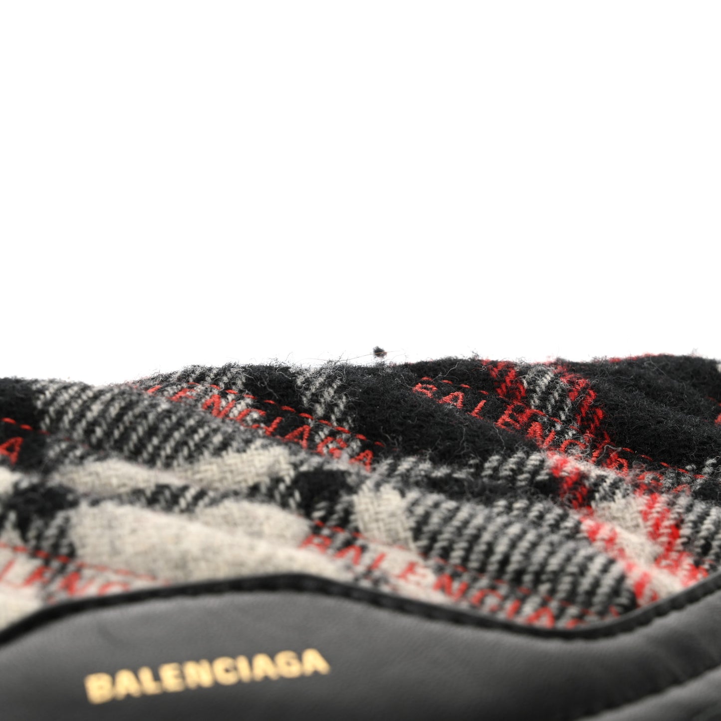 Wool Plaid Diagonal Allover Logo Matelasse XS Souvenir Belt Bag Black White Red