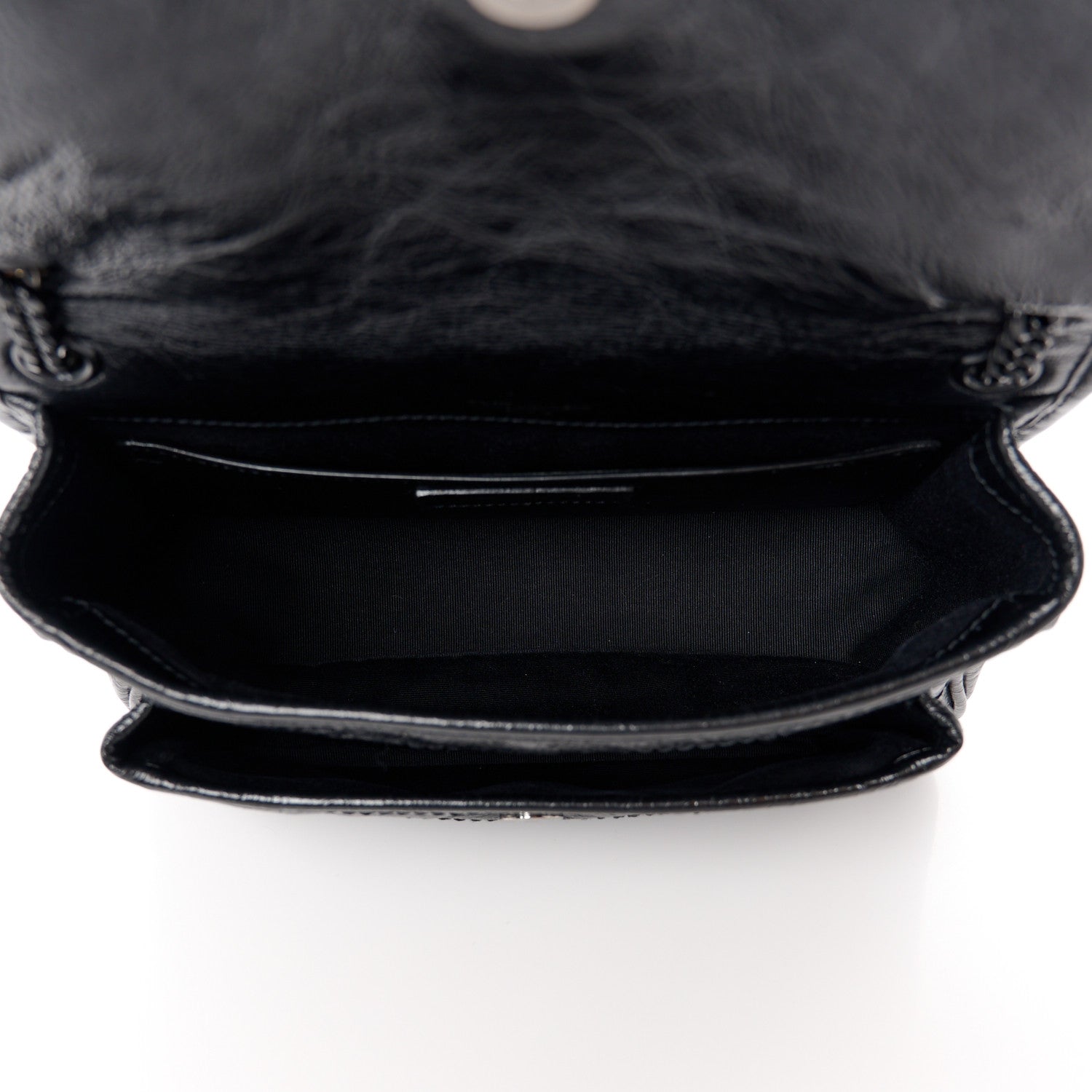 Saint Laurent Crinkled Calfskin Matelasse Monogram Baby Niki Chain Satchel Black 5 of 11