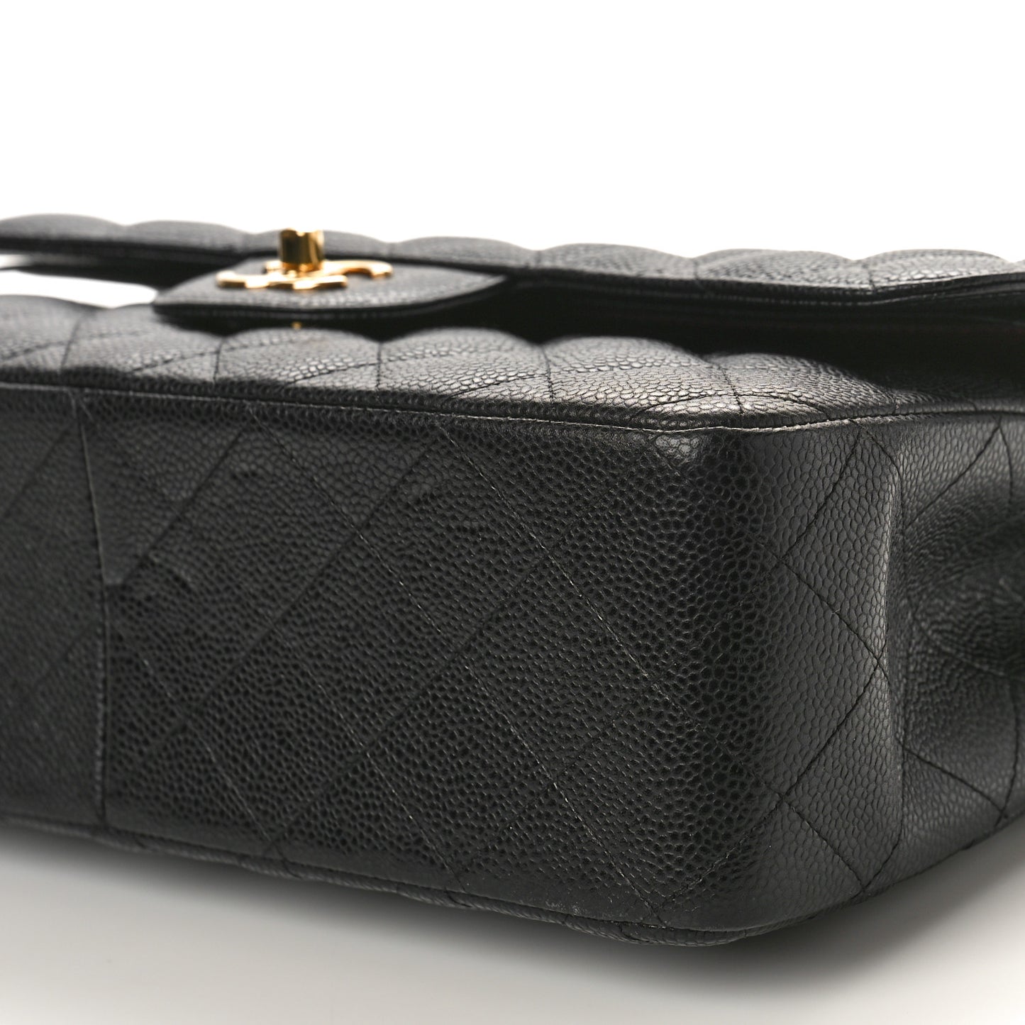 Caviar Quilted Jumbo Double Flap Black