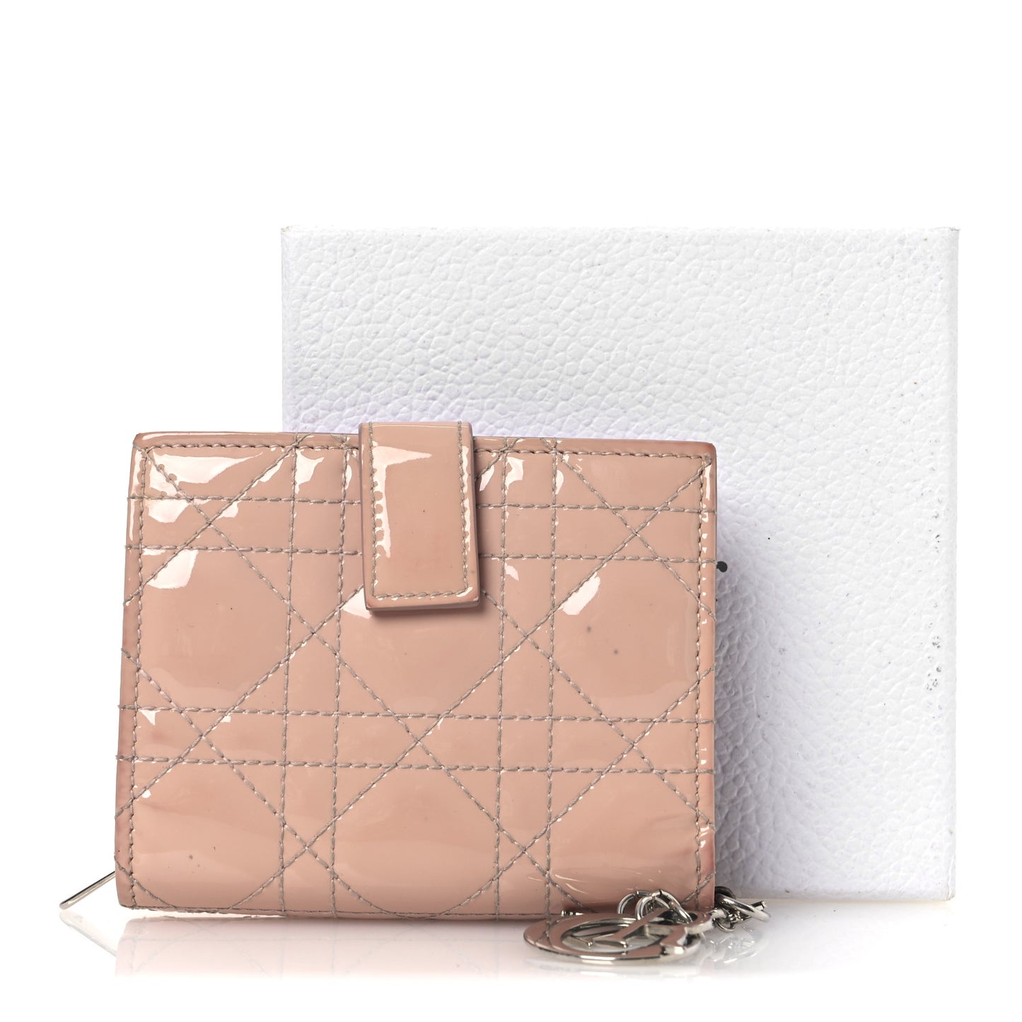 Patent Cannage Lady Dior Eden Wallet Rose Clair