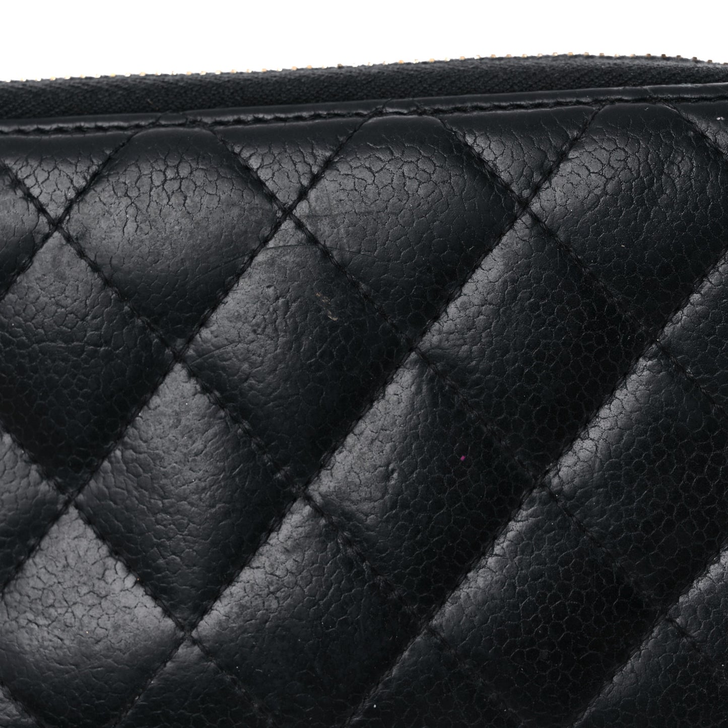 Caviar Quilted Medium Zip Around Wallet Black
