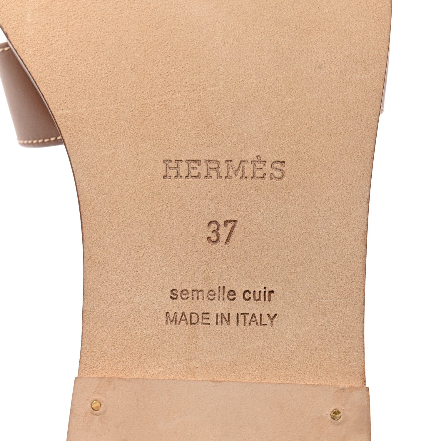 Hermes Box Calfskin Oran Sandals 37 Gold 8 of 9