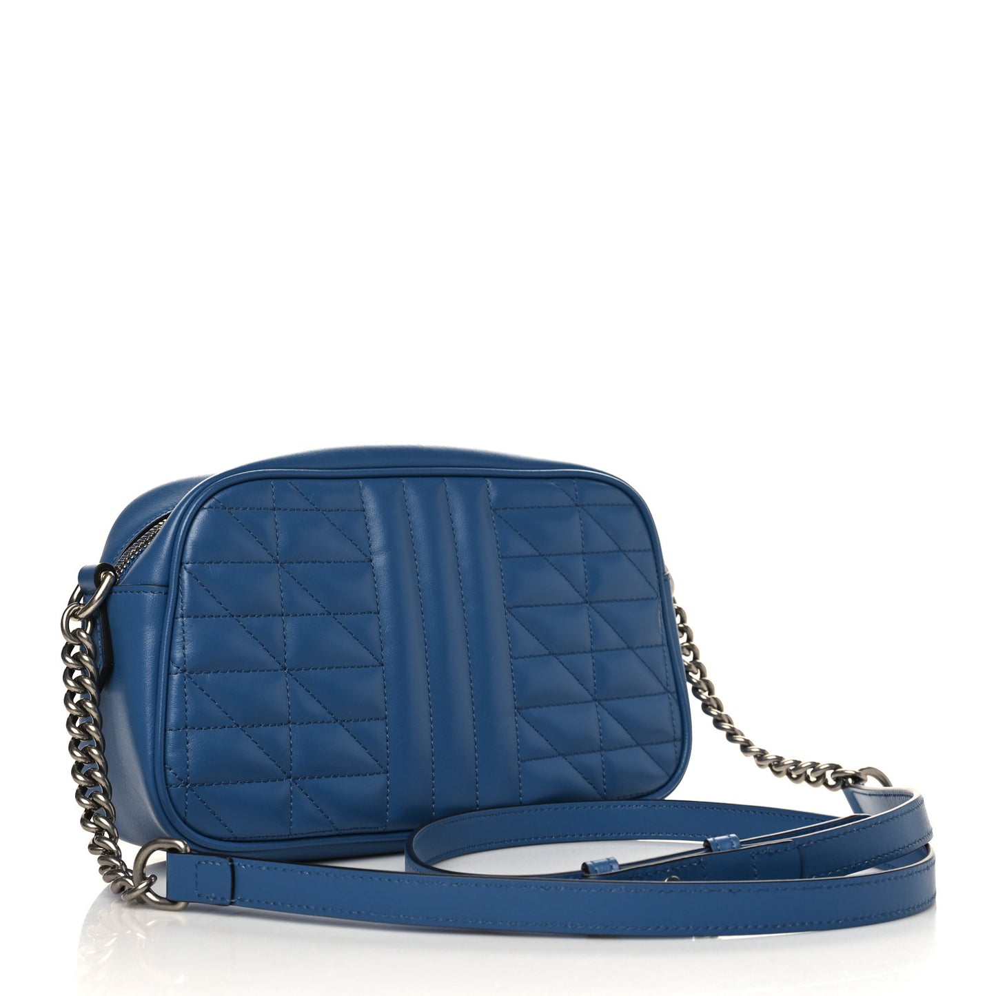 Calfskin Matelasse Aria Small GG Marmont Chain Shoulder Bag Clear Blue