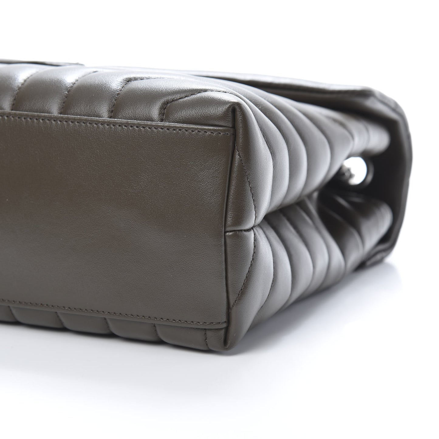 Calfskin Y Quilted Monogram Medium Loulou Chain Satchel Kaki Fonce