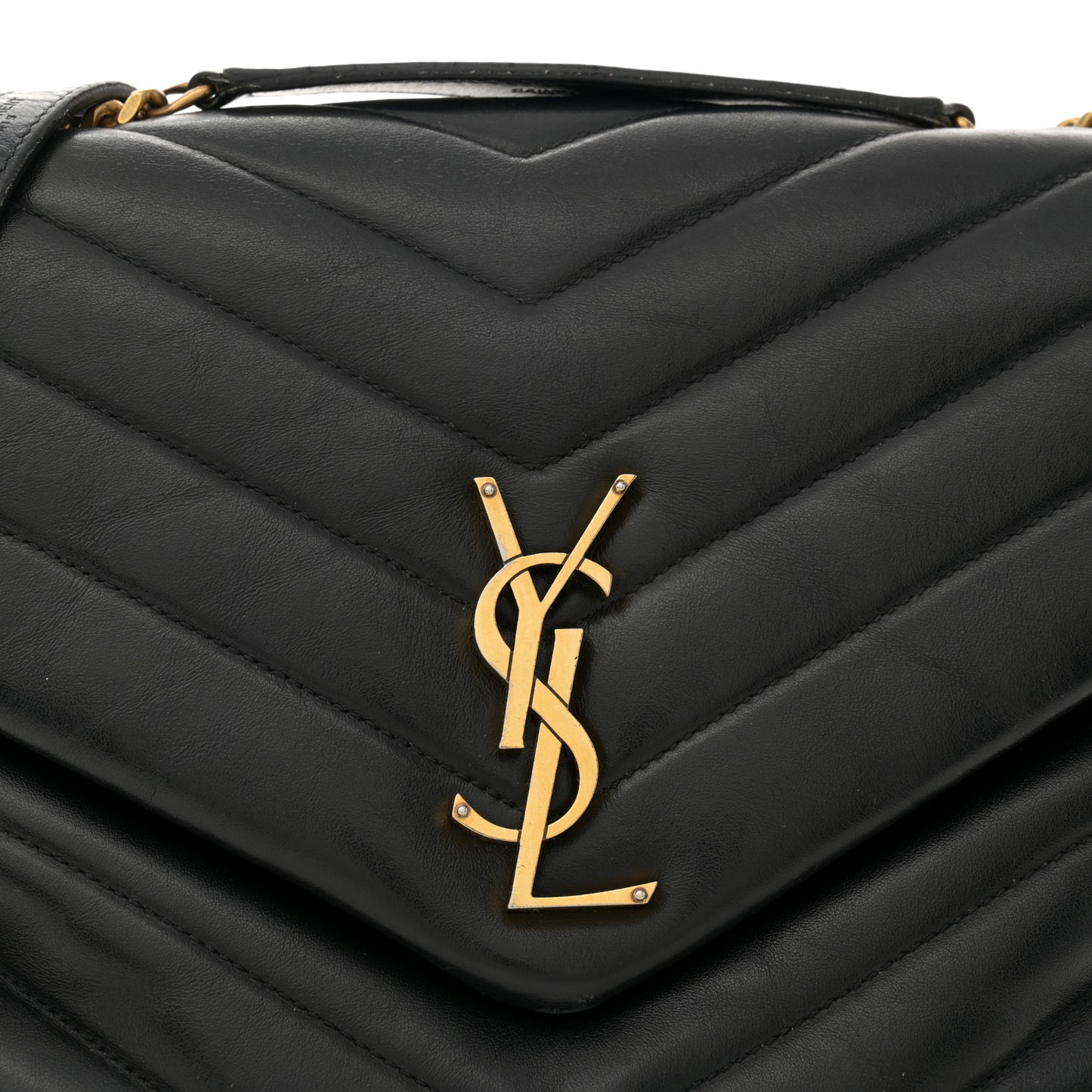 Calfskin Y Quilted Monogram Medium Loulou Chain Satchel Black
