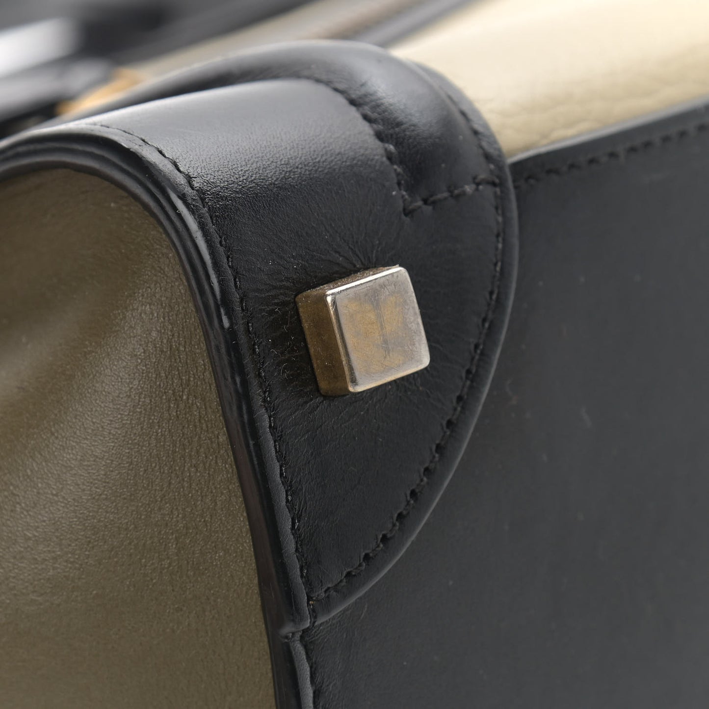 Textured Calfskin Micro Tri-Color Luggage Olive