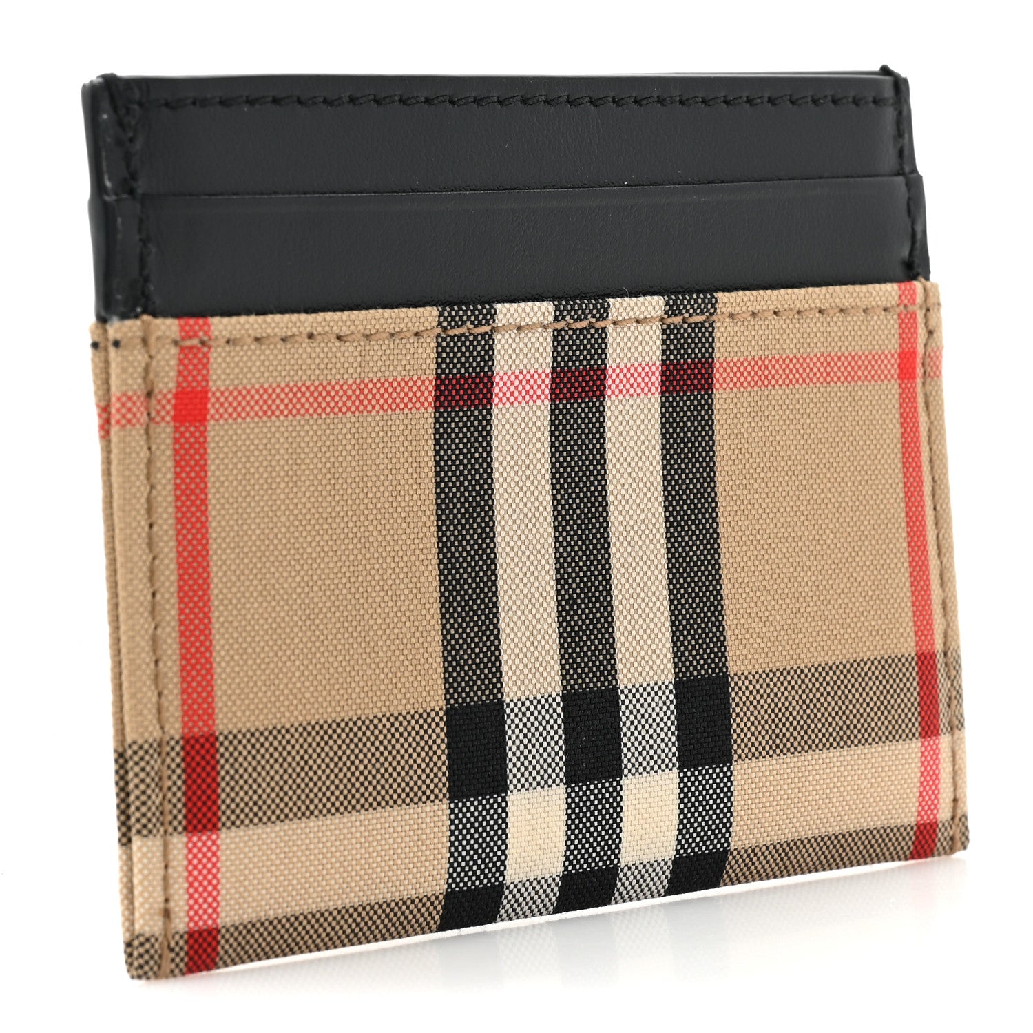 Burberry Smooth Calfskin Vintage Check Sandon Card Case Black 3 of 7