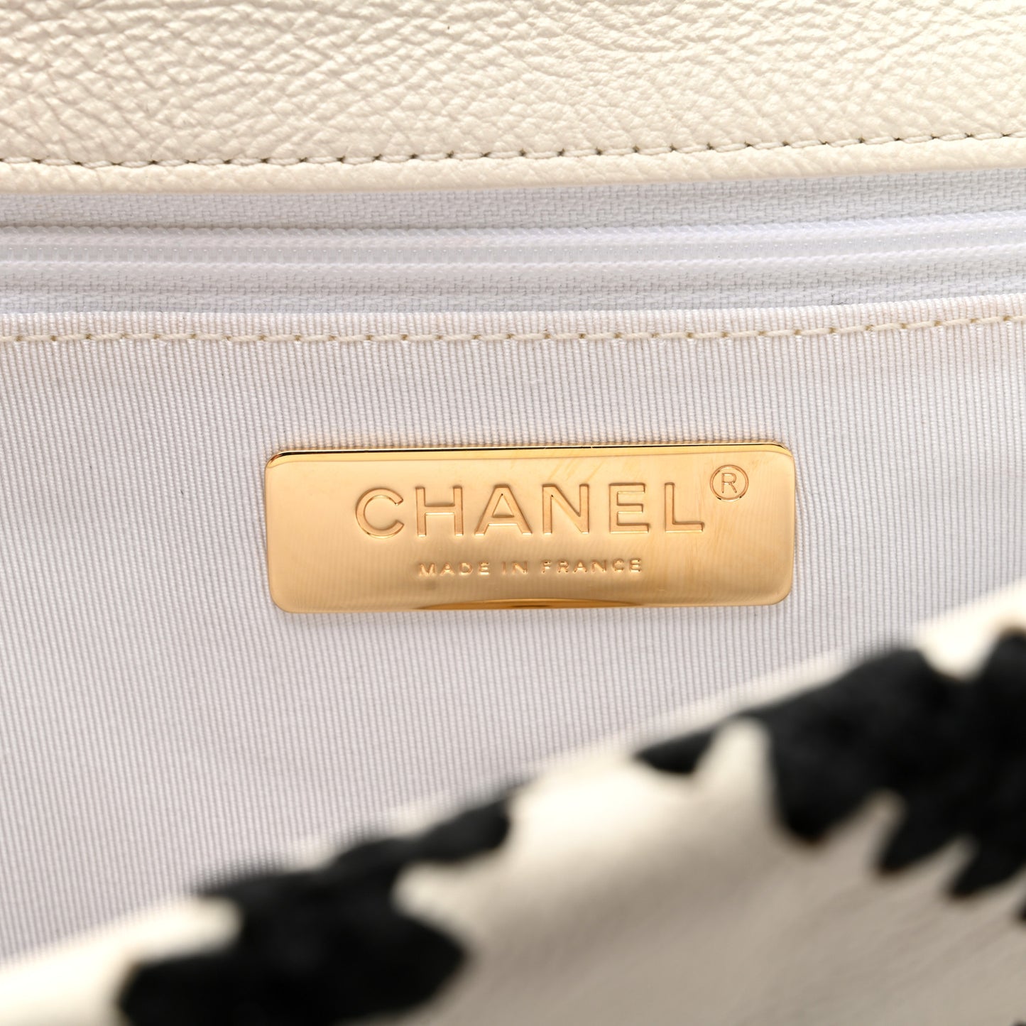Calfskin Crochet Medium Chanel 19 Flap White Black