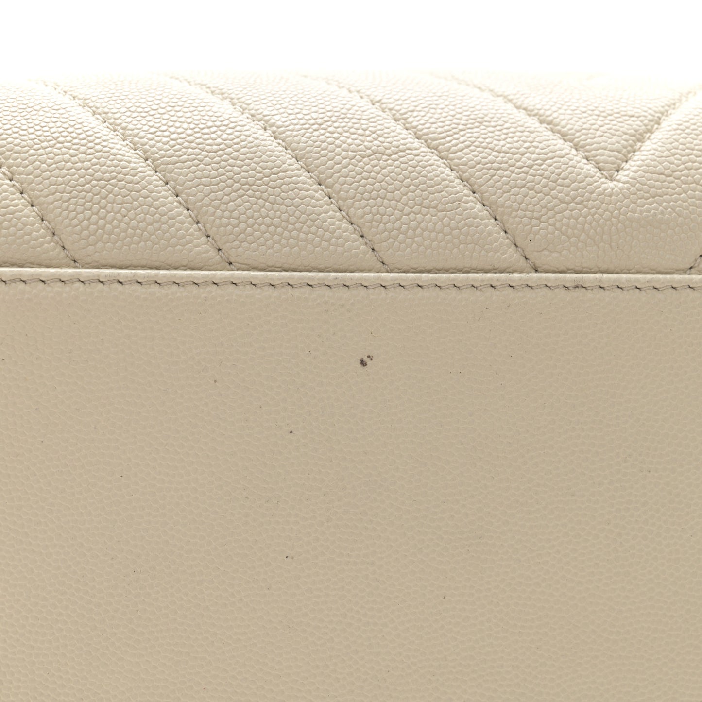 Caviar Chevron Quilted Coco Handle Shopping Tote Ivory