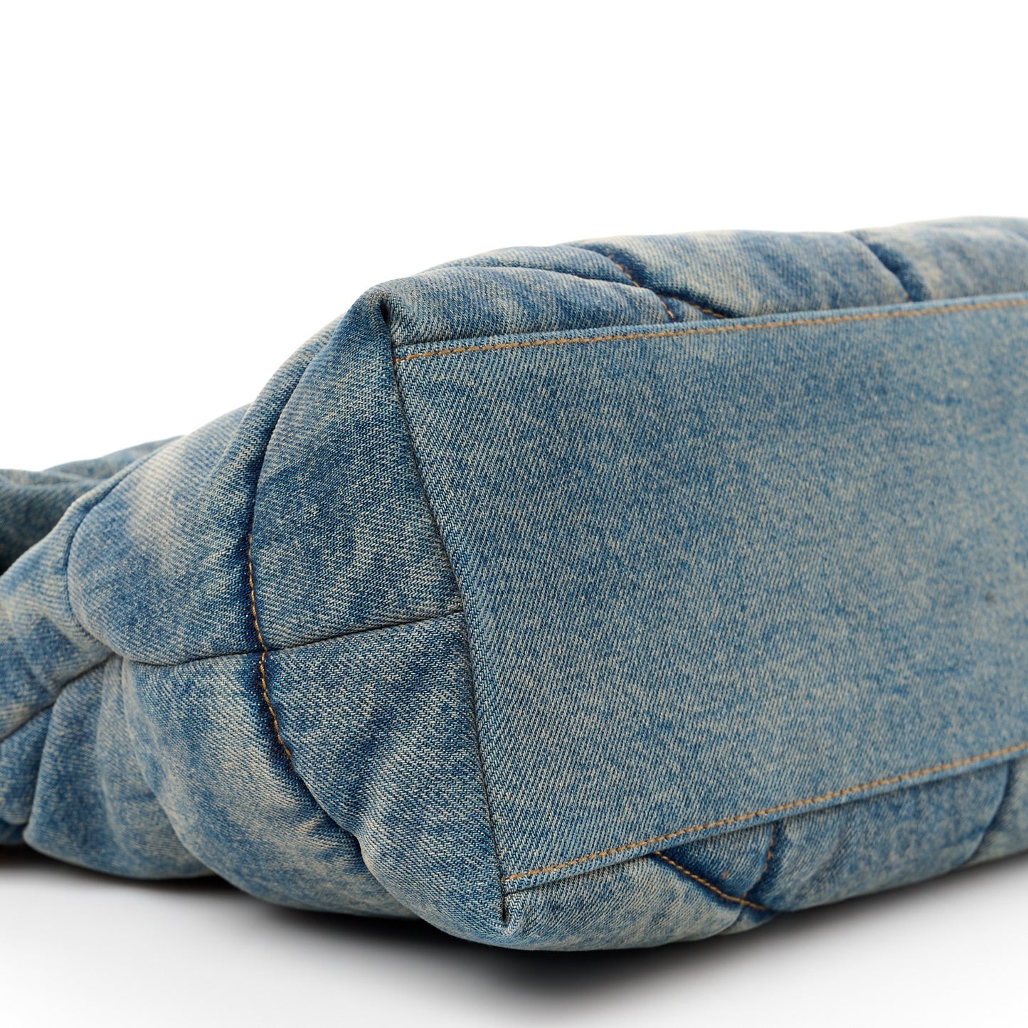 Denim Quilted Medium Loulou Puffer Monogram Chain Satchel Blue Cinnamon