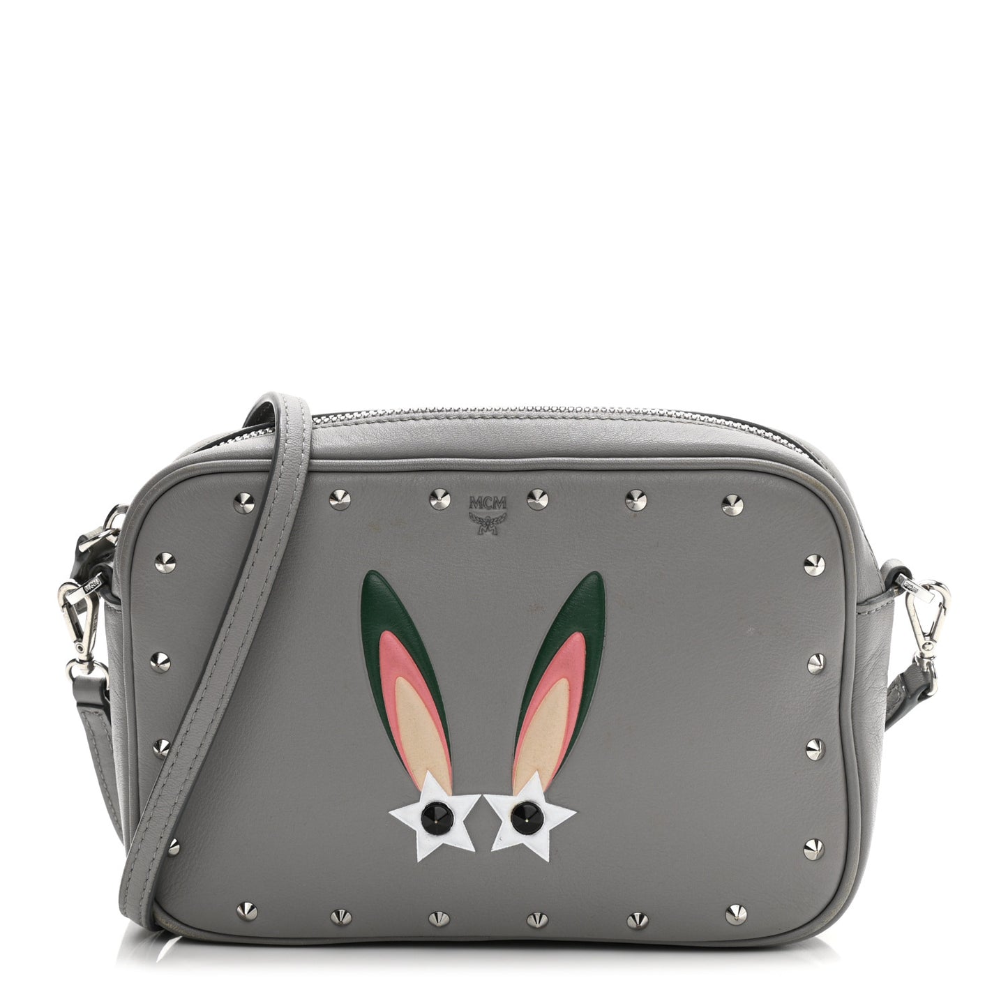 Lambskin Star Eyed Bunny Crossbody Grey